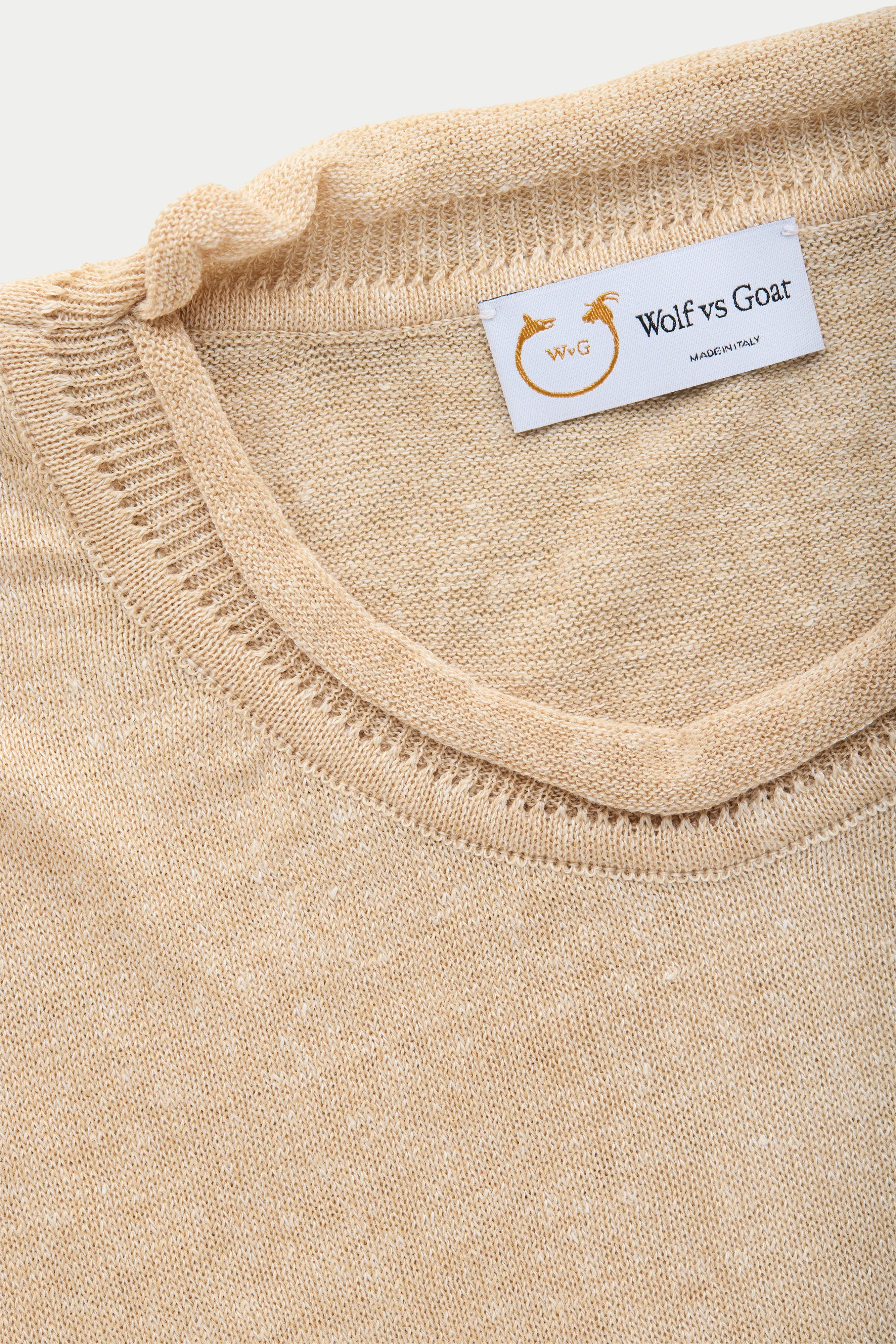 Short Sleeve Knitted Linen Cotton Roll Neck Grano sold by Wolf vs Goat product image thumbnail 3