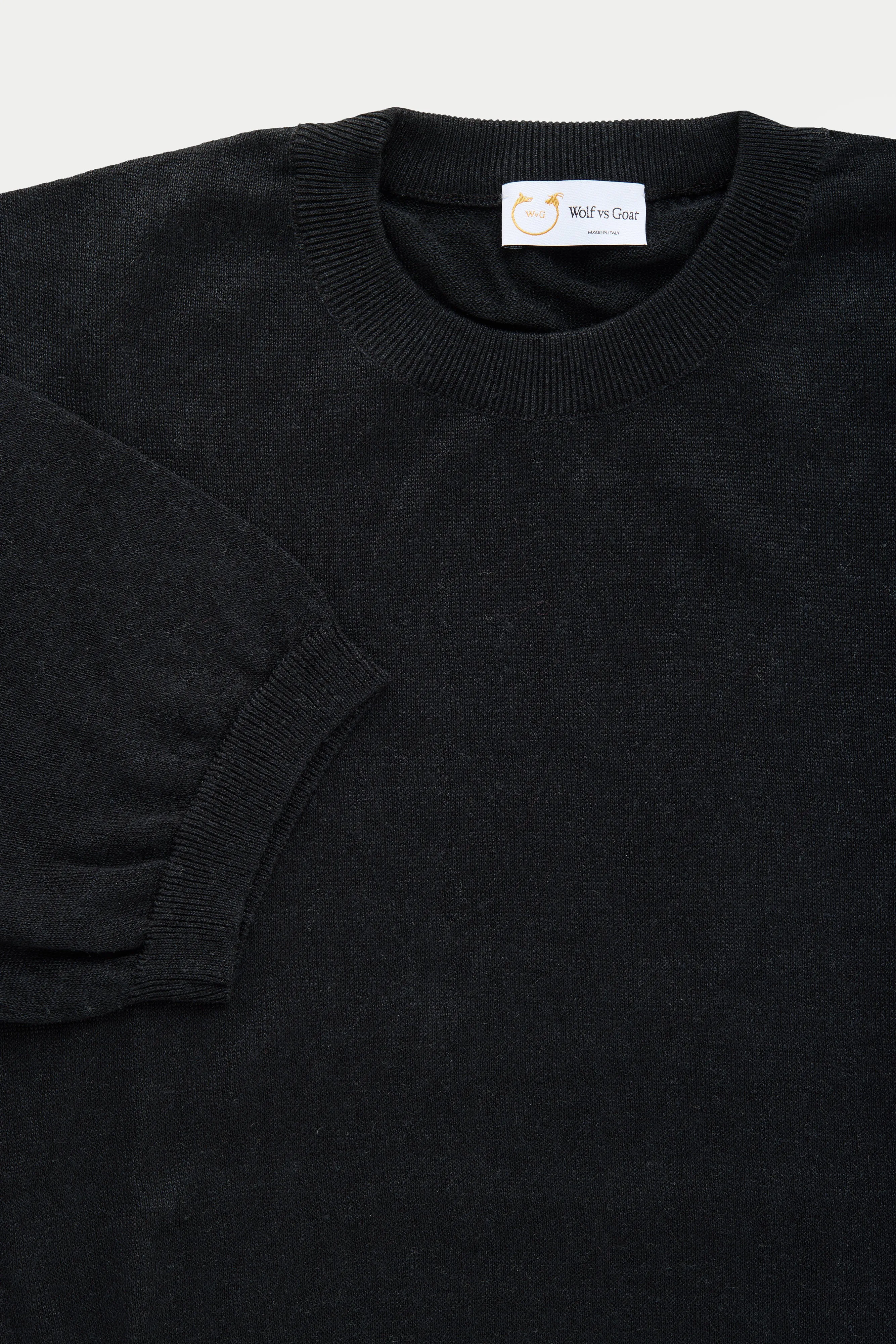Short Sleeve Linen Cotton Knitted Crewneck Black sold by Wolf vs Goat product image thumbnail 2