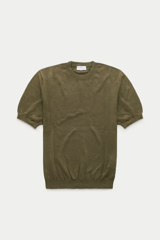 Short Sleeve Linen Cotton Knitted Crewneck Forest sold by Wolf vs Goat