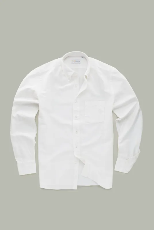 Garment Dyed Oxford White Onyx Long Sleeve Slim Before-Dinner sold by Wolf vs Goat