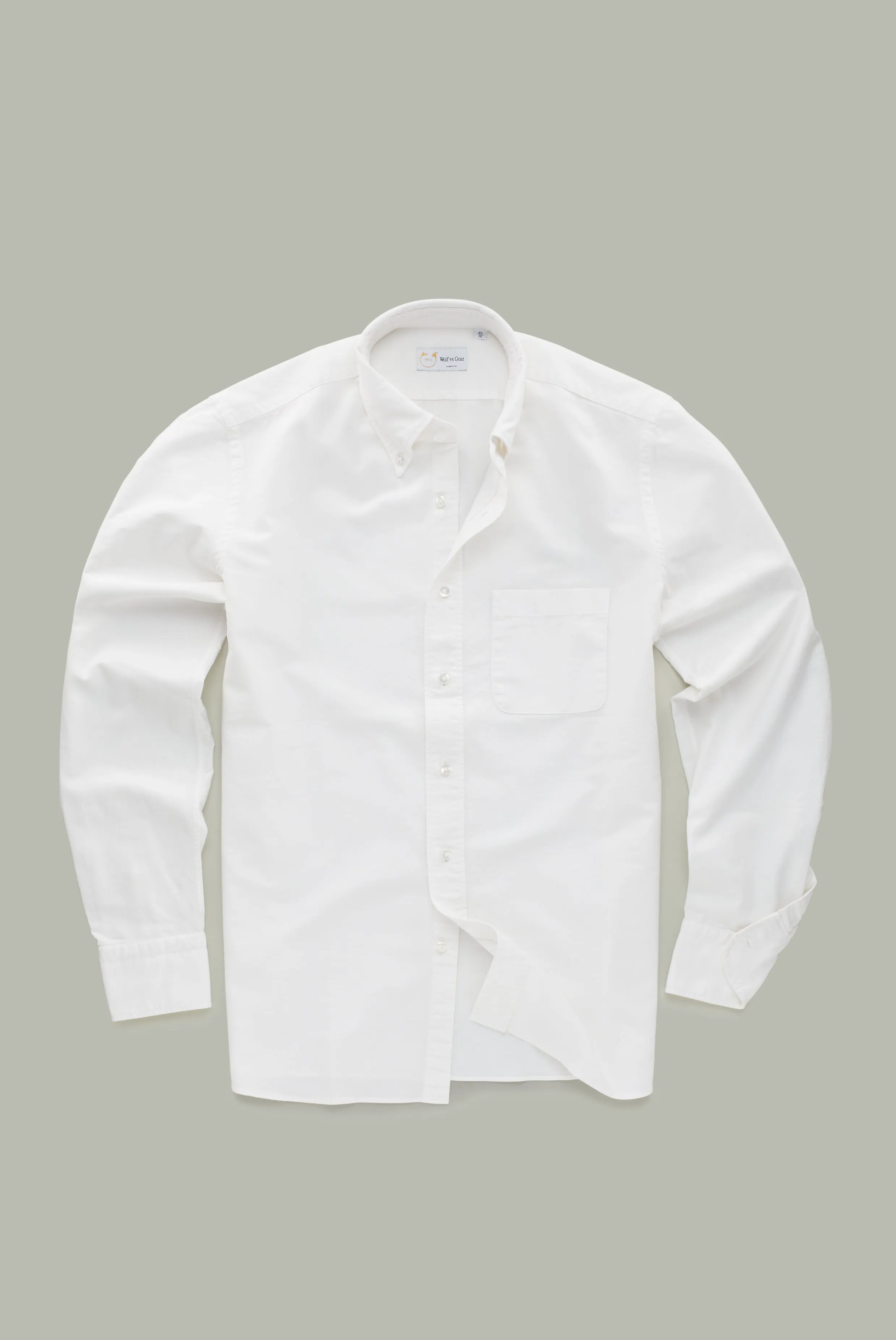 Garment Dyed Oxford White Onyx Long Sleeve Slim Before-Dinner sold by Wolf vs Goat
