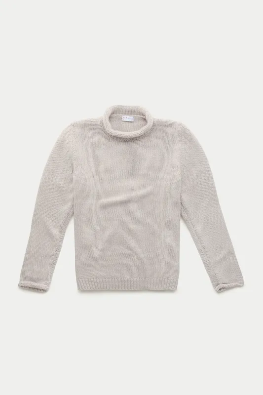 Cashmere Chunky Roll Neck Sweater Soft Beige sold by Wolf vs Goat