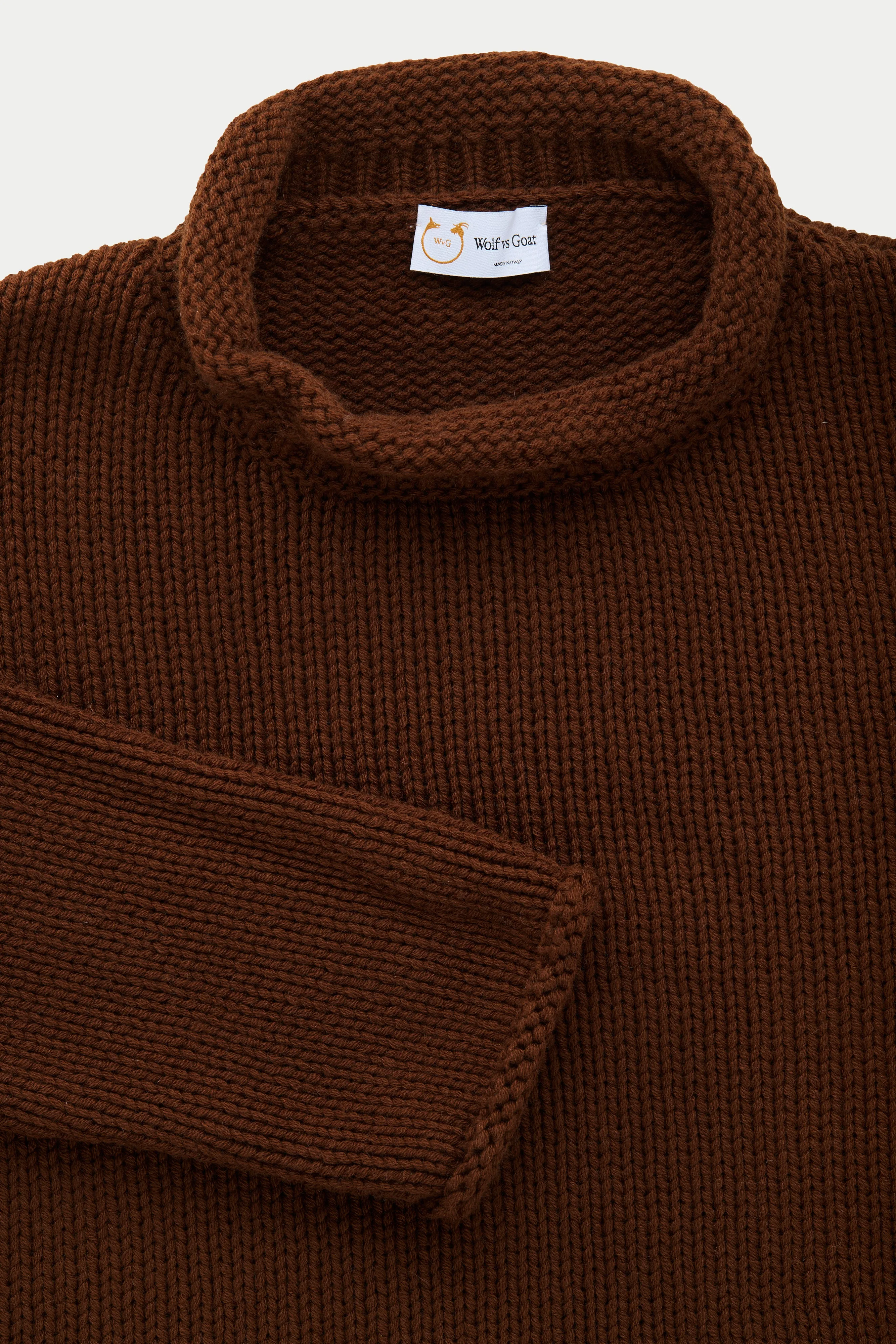 Cashmere Chunky Roll Neck Sweater Marrone sold by Wolf vs Goat product image thumbnail 2