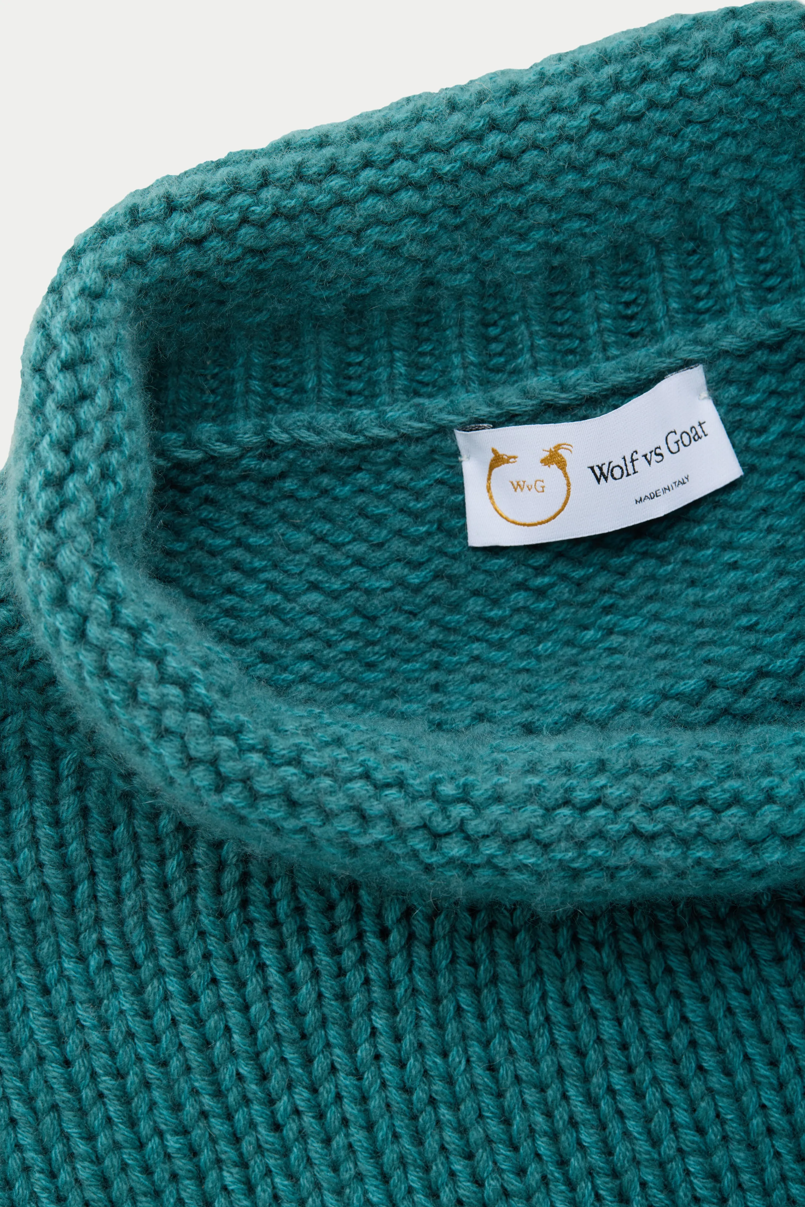 Cashmere Chunky Roll Neck Sweater Blue Green sold by Wolf vs Goat product image thumbnail 3