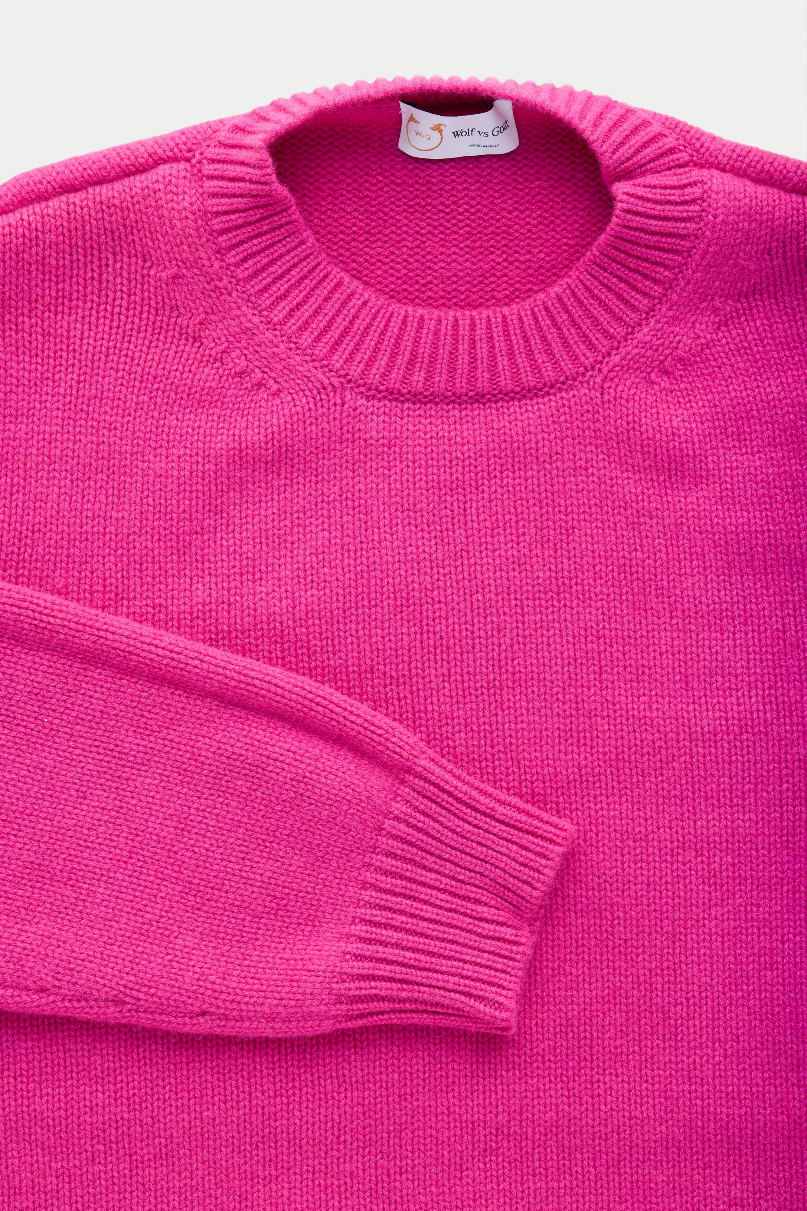 Cashmere Crewneck Sweater Vivid Fuxia sold by Wolf vs Goat product image thumbnail 2
