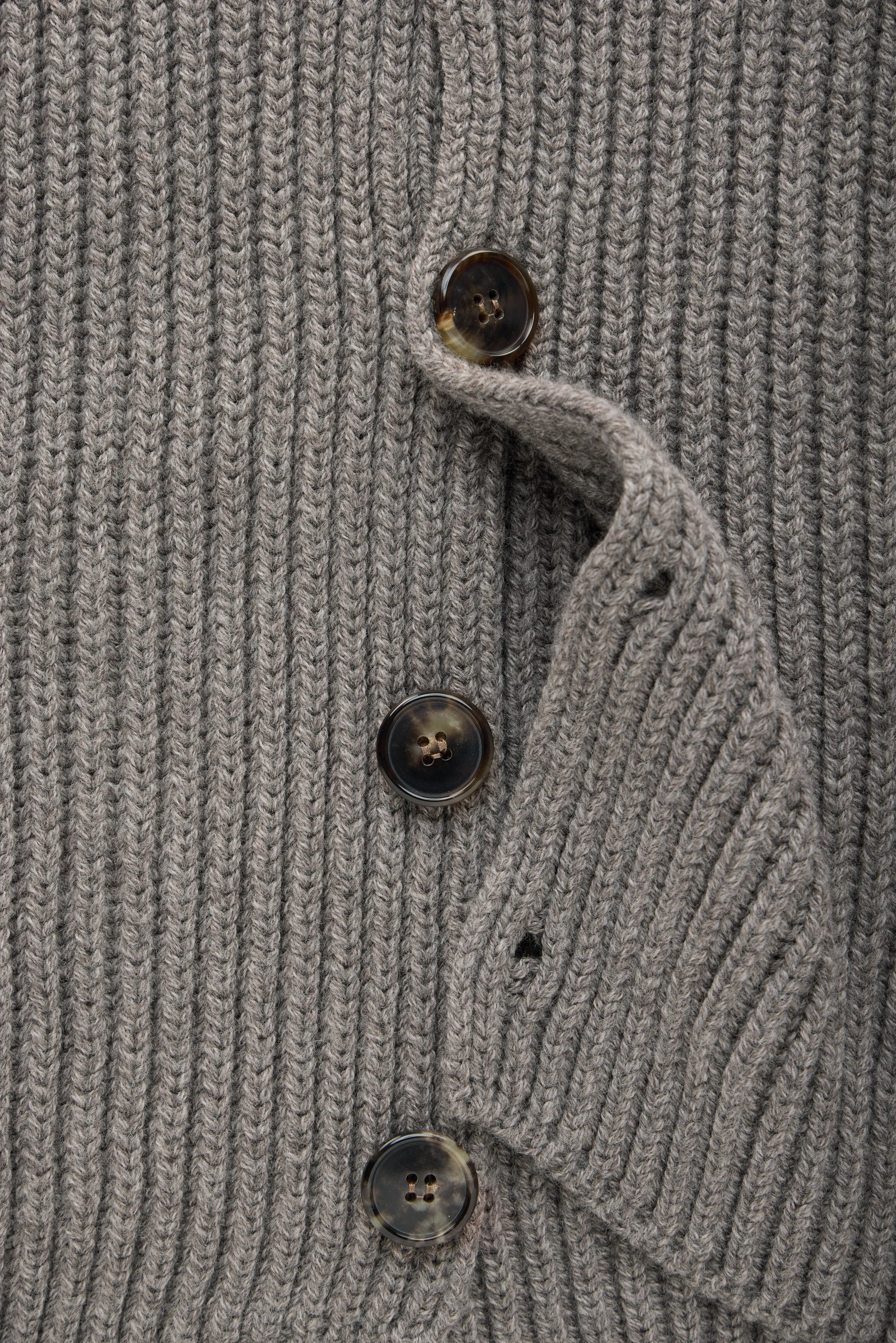 Wool Chunky Shawl Collar Cardigan Cocoa Powder sold by Wolf vs Goat product image thumbnail 4