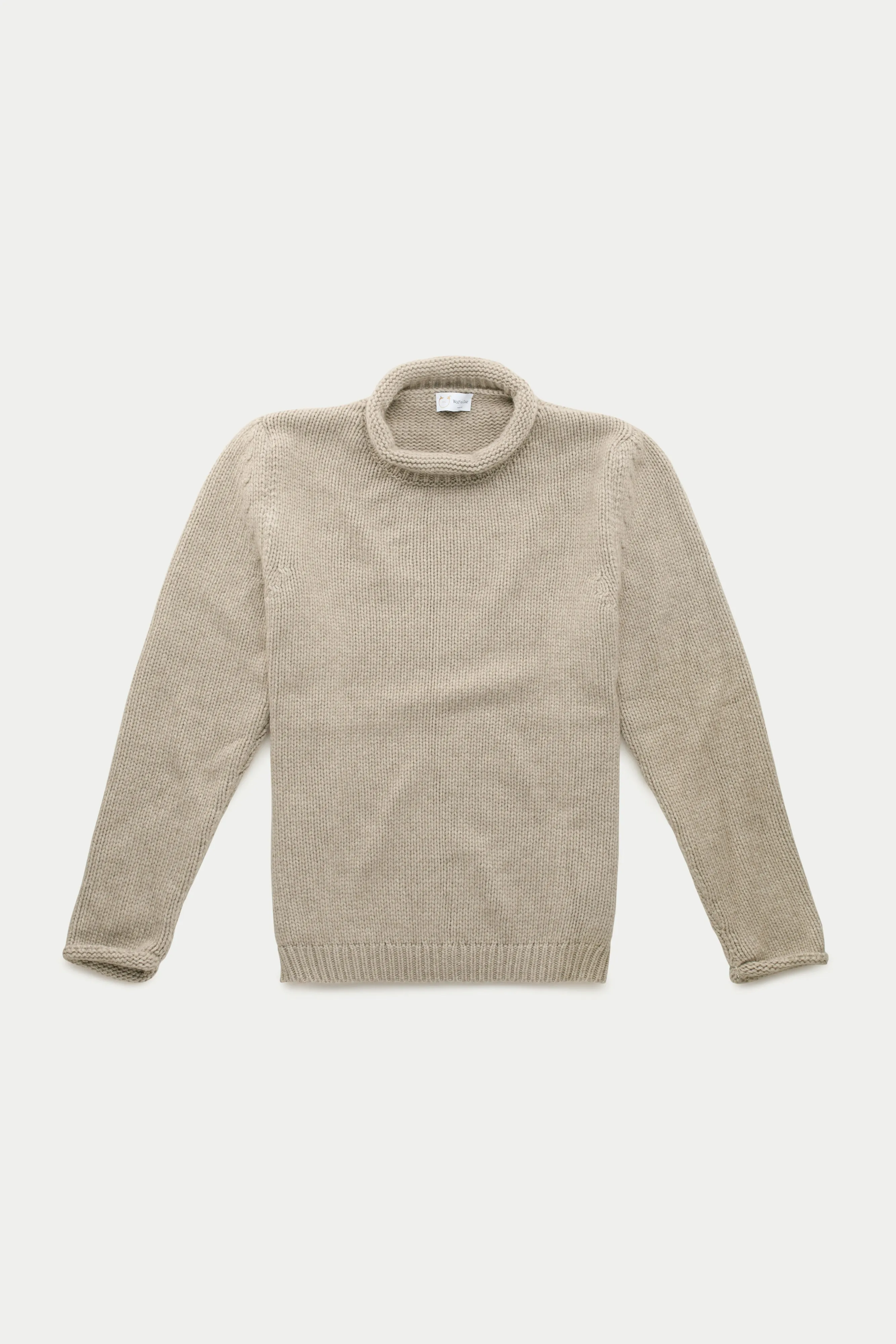 Cashmere Chunky Roll Neck Sweater Melange Tortora sold by Wolf vs Goat