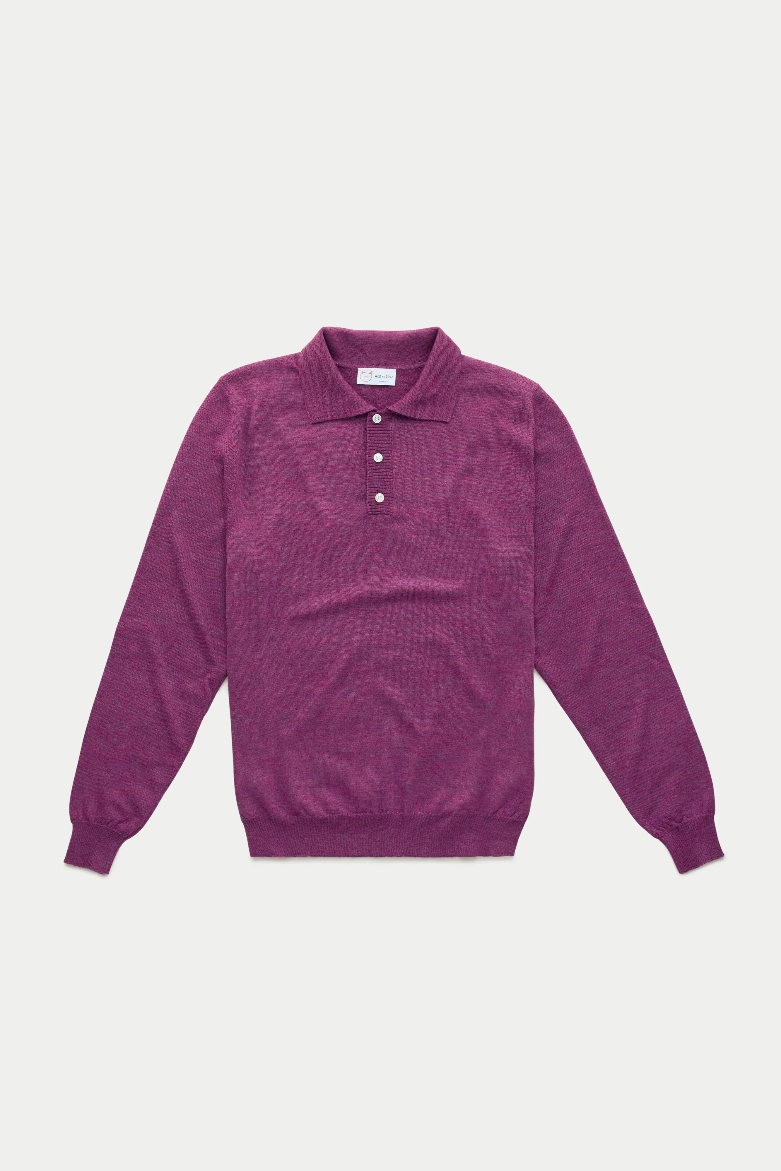 Wool Knitted Long Sleeve Polo Purple sold by Wolf vs Goat