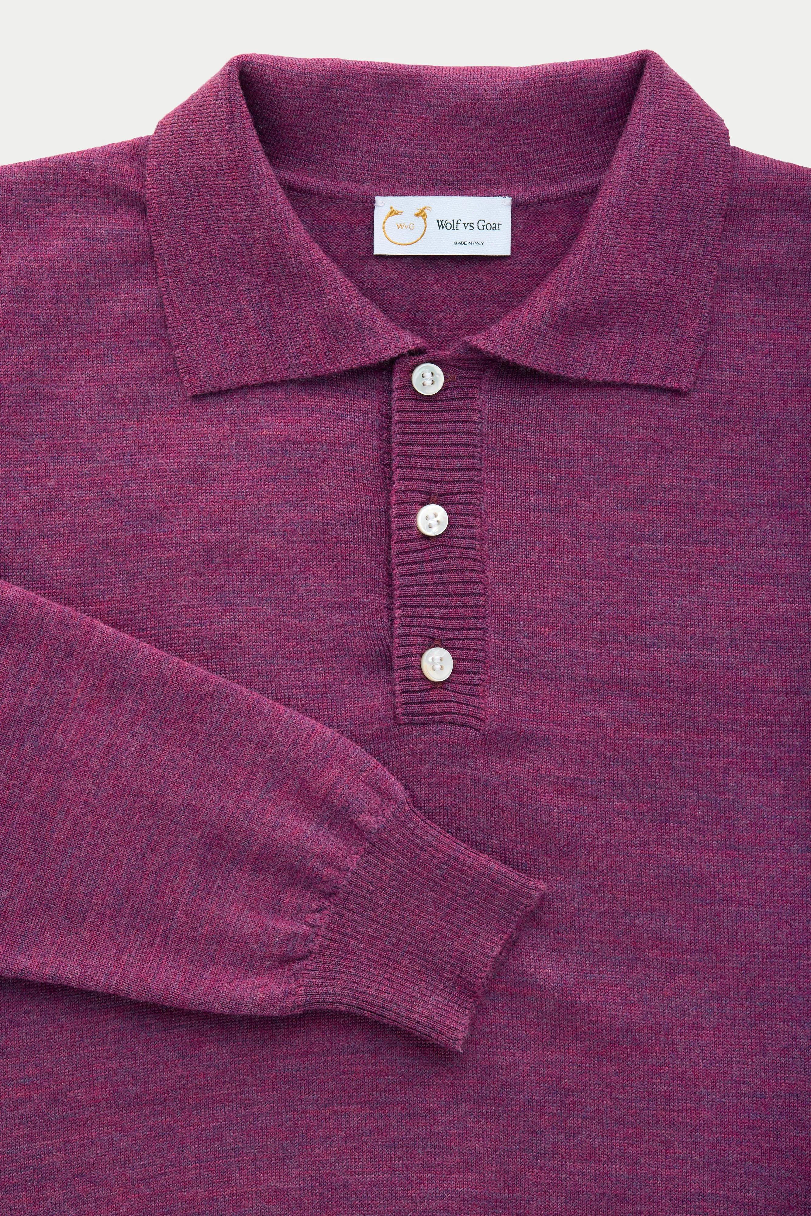 Wool Knitted Long Sleeve Polo Purple sold by Wolf vs Goat product image thumbnail 3