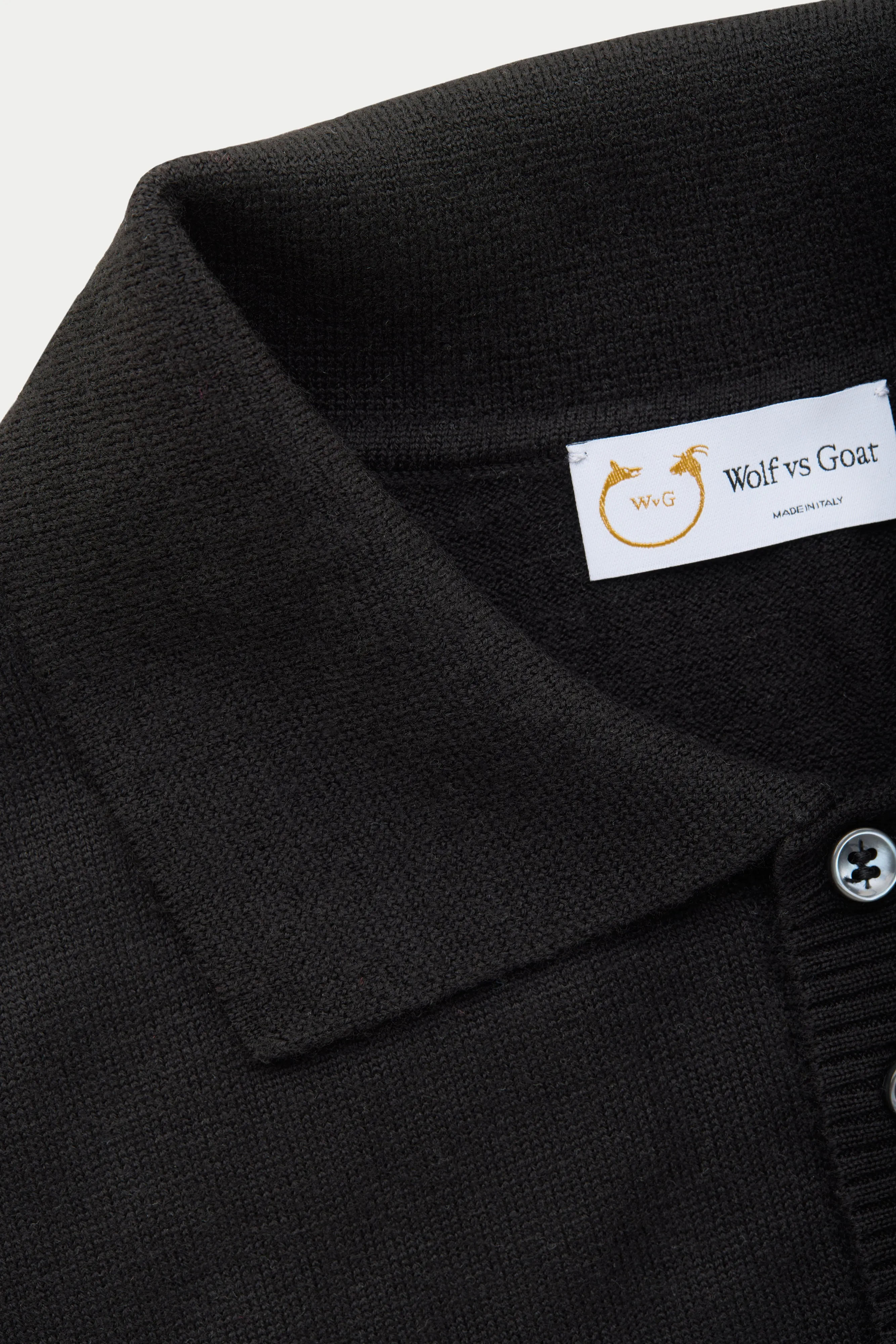 Wool Knitted Long Sleeve Polo Black sold by Wolf vs Goat product image thumbnail 4