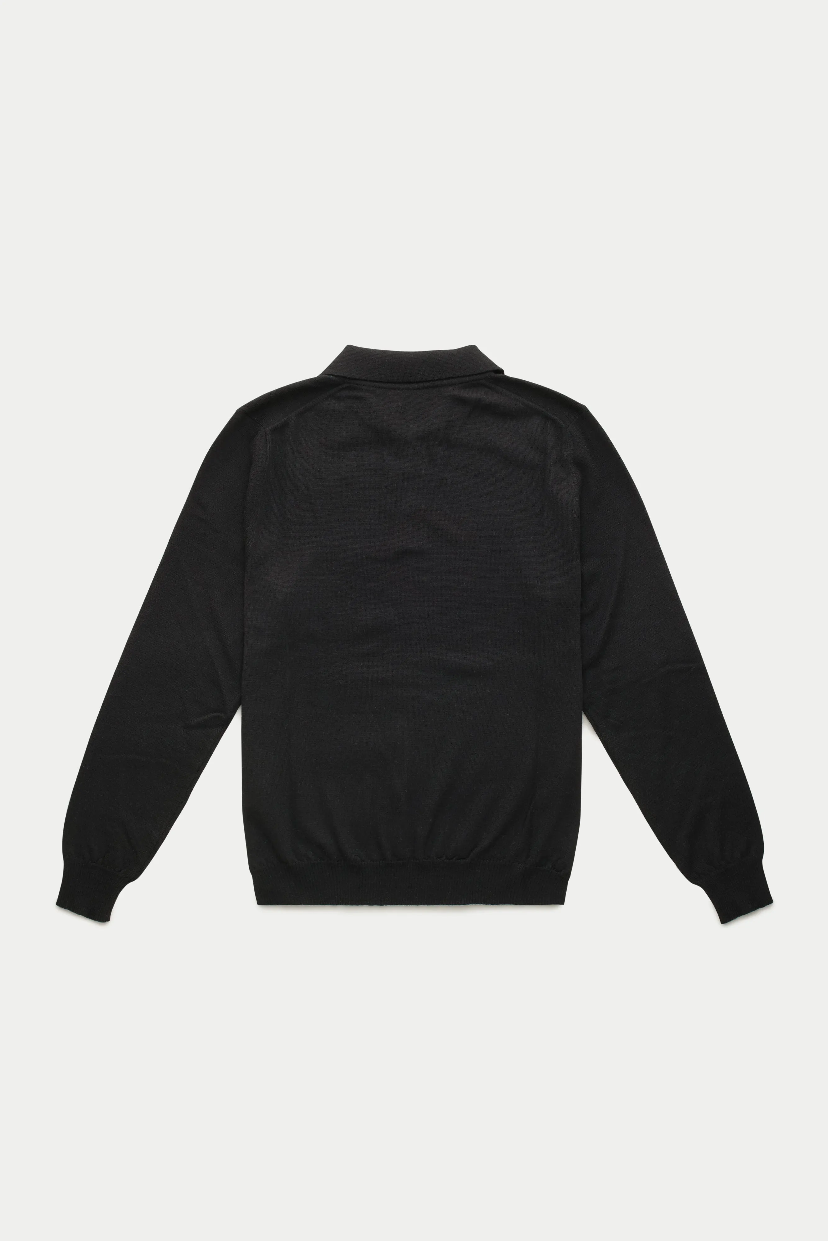 Wool Knitted Long Sleeve Polo Black sold by Wolf vs Goat product image thumbnail 2