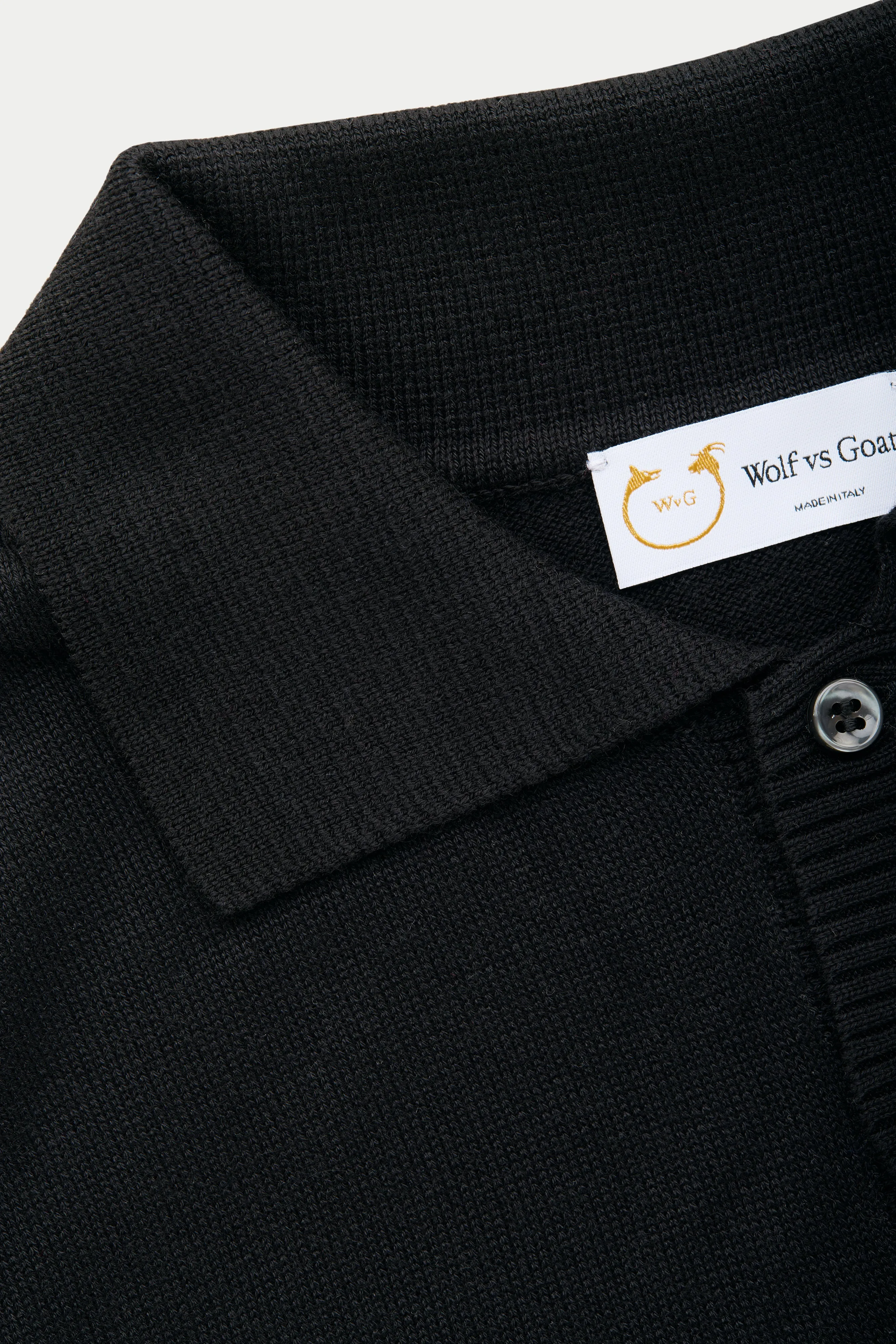 Bamboo Cashmere Knitted Short Sleeve Polo Black sold by Wolf vs Goat product image thumbnail 4