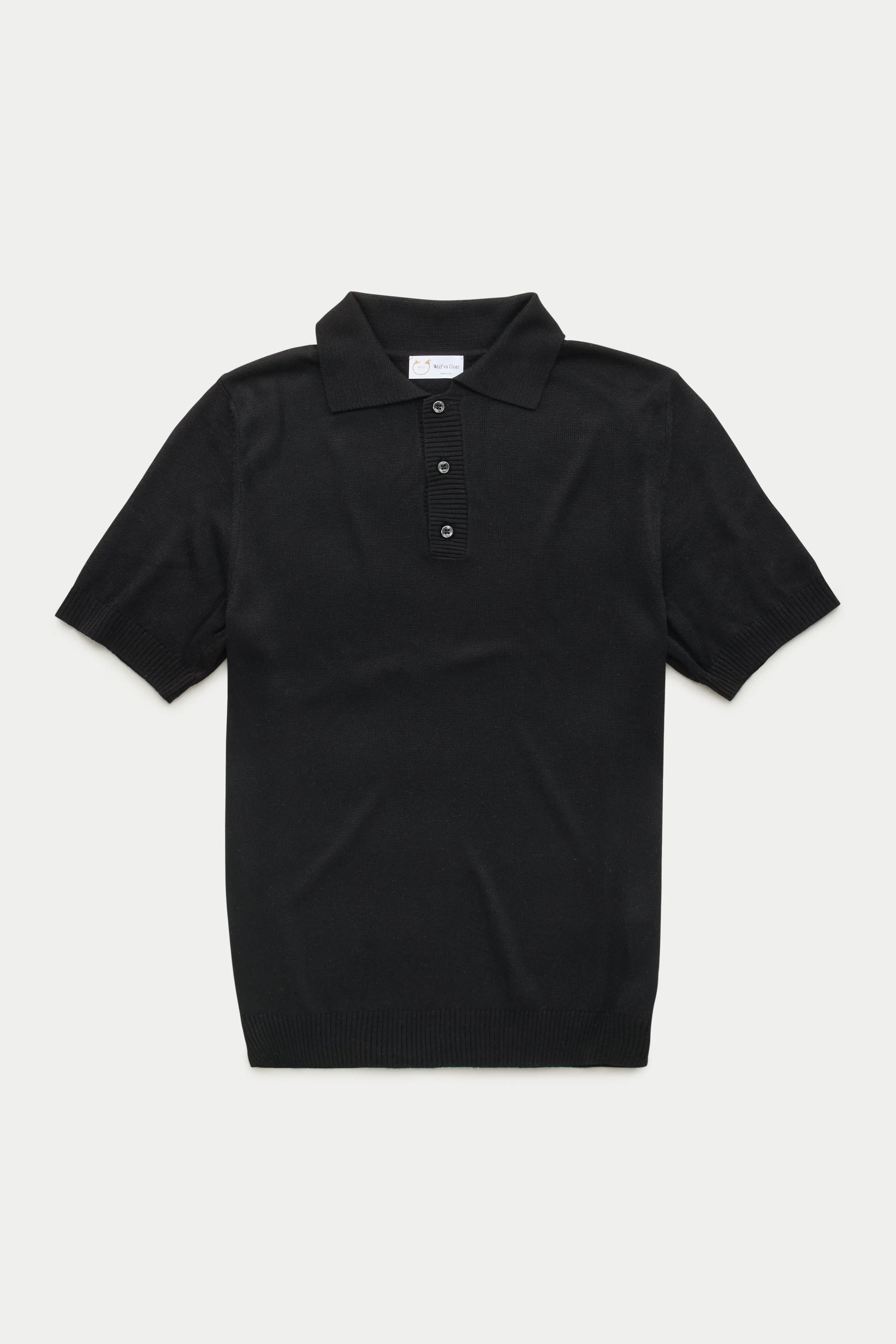 Bamboo Cashmere Knitted Short Sleeve Polo Black sold by Wolf vs Goat