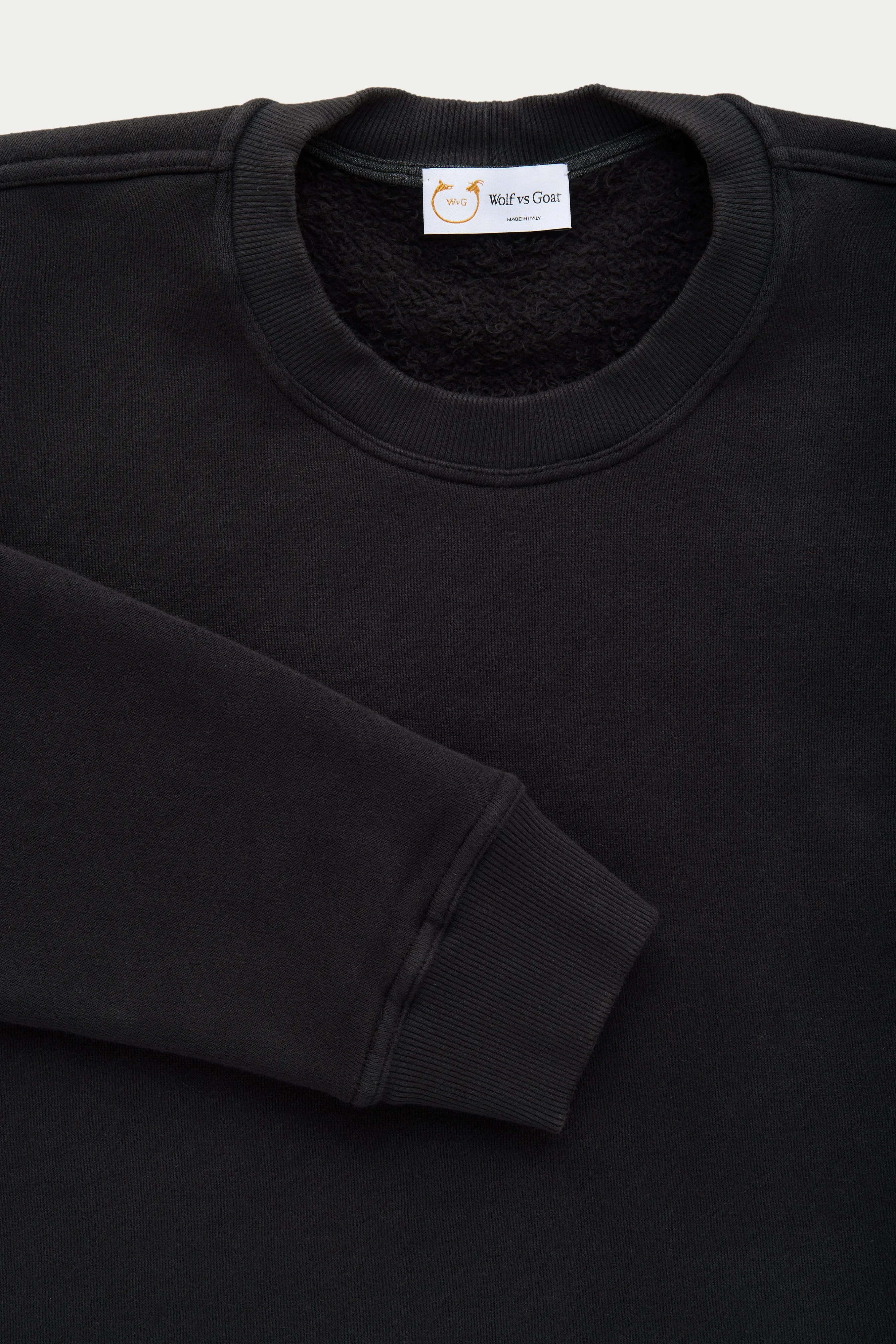 Cotton Fitted Crewneck Sweatshirt Black sold by Wolf vs Goat product image thumbnail 3