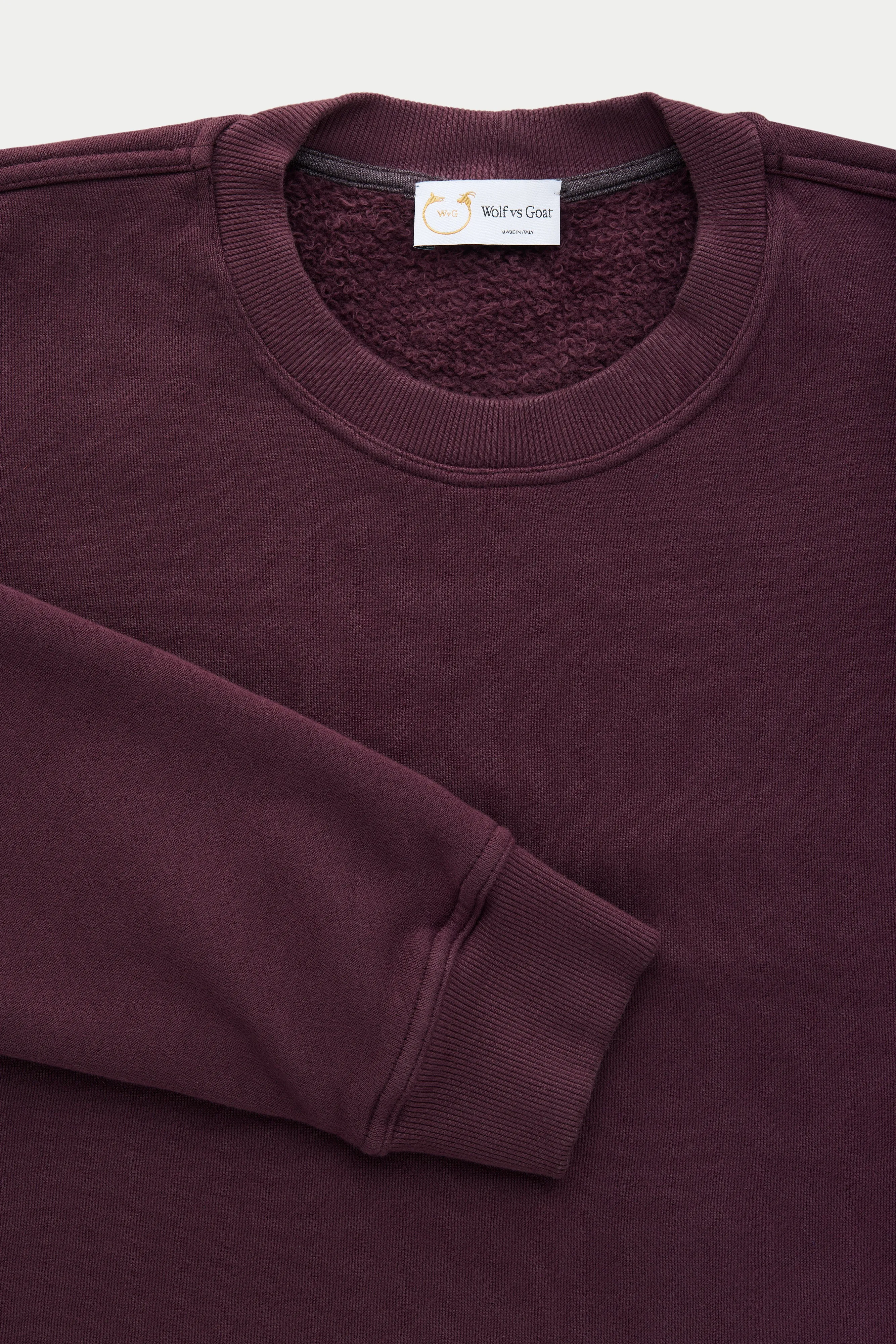 Cotton Fitted Crewneck Sweatshirt Mulberry Wine sold by Wolf vs Goat product image thumbnail 3