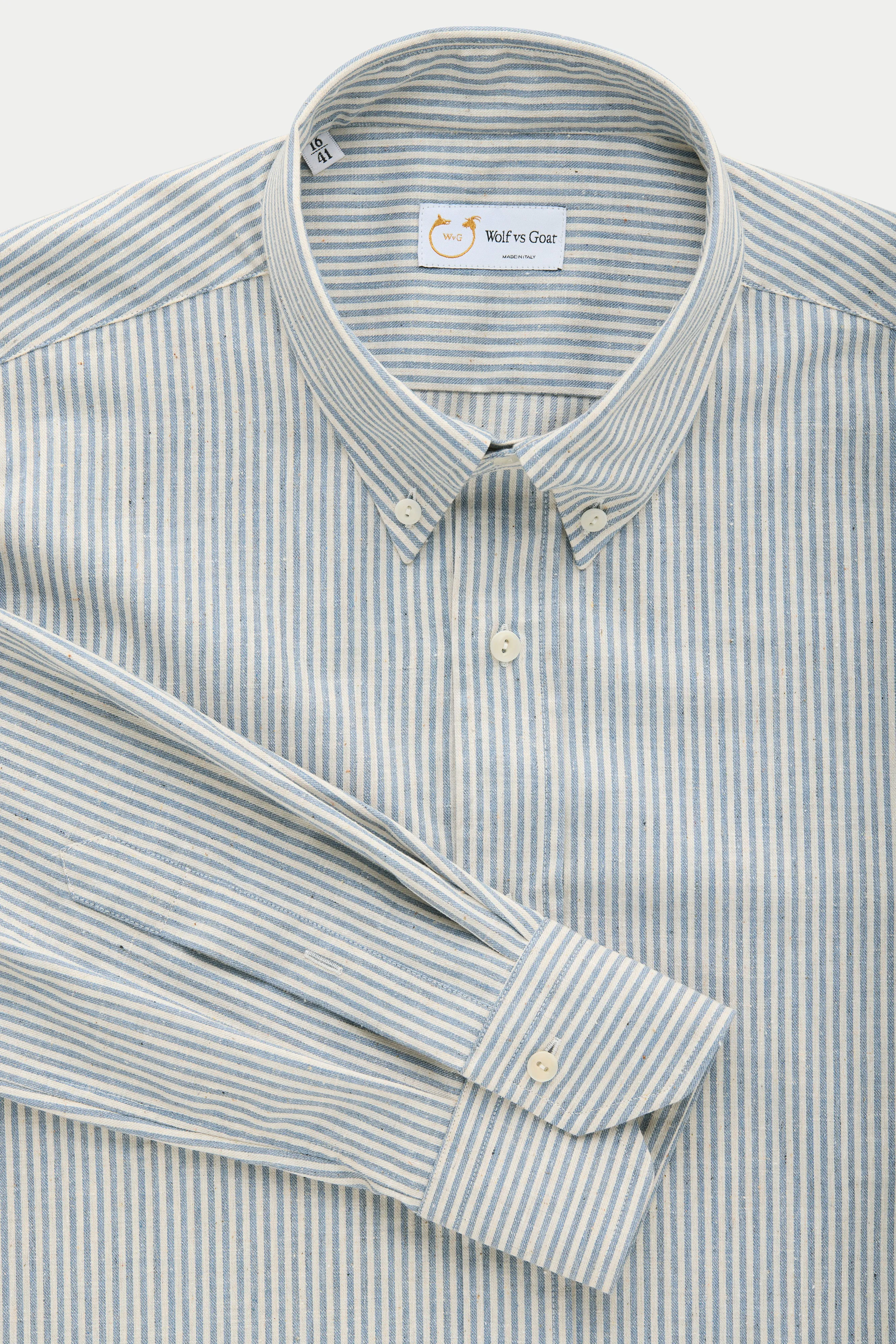 Long Sleeve Regular After-Dinner Button Down Cotton Shirt Blue Conductor sold by Wolf vs Goat product image thumbnail 3
