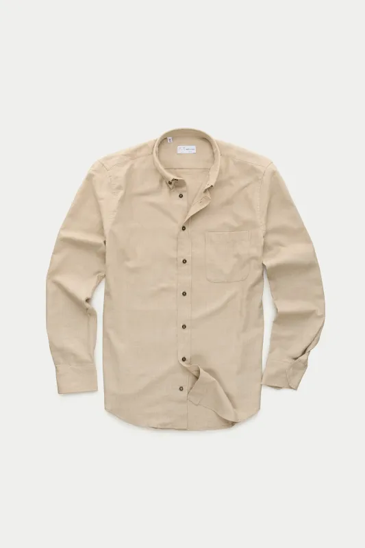 Regular Long Sleeve Button Down Cotton Cashmere Shirt Sand sold by Wolf vs Goat
