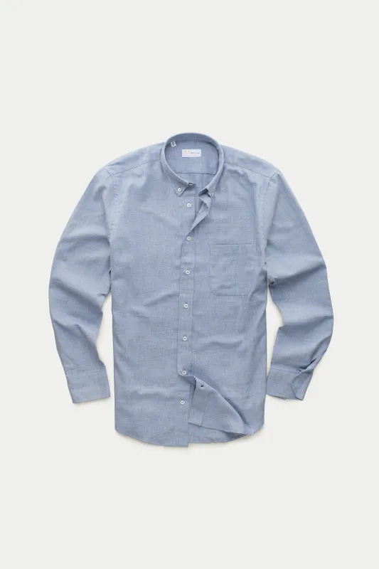 Regular Long Sleeve Button Down Cotton Cashmere Shirt Chambray Blue sold by Wolf vs Goat