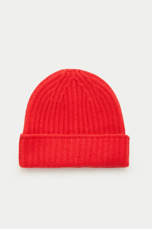 Wide Cuff Cashmere Beanie Pompeian Red sold by Wolf vs Goat