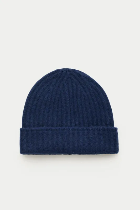Wide Cuff Cashmere Beanie Navy sold by Wolf vs Goat