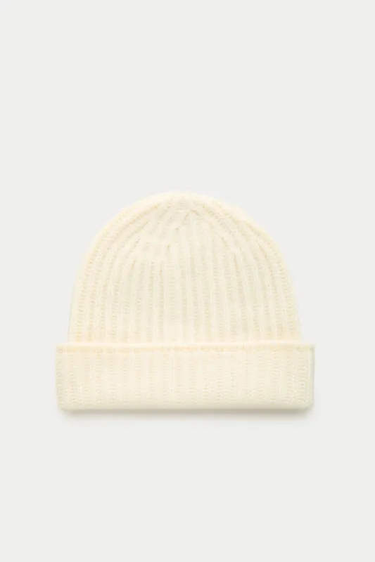 Wide Cuff Cashmere Beanie Antique White sold by Wolf vs Goat