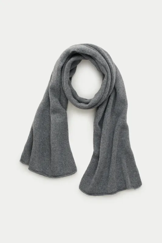 Knitted Maglia Rasata Cashmere Scarf Charcoal Grey sold by Wolf vs Goat