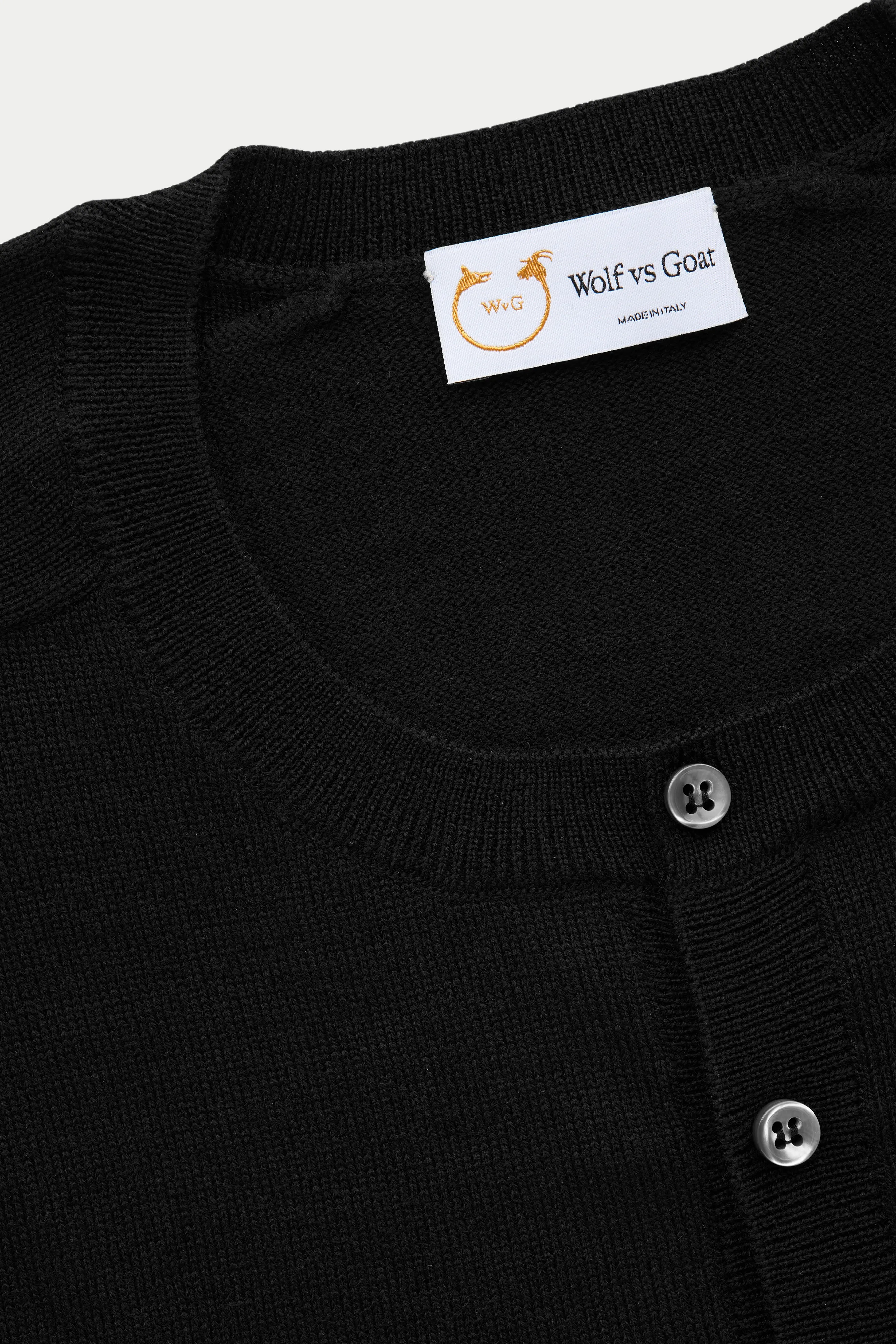 Short Sleeve Wool Knitted Henley Black sold by Wolf vs Goat product image thumbnail 4