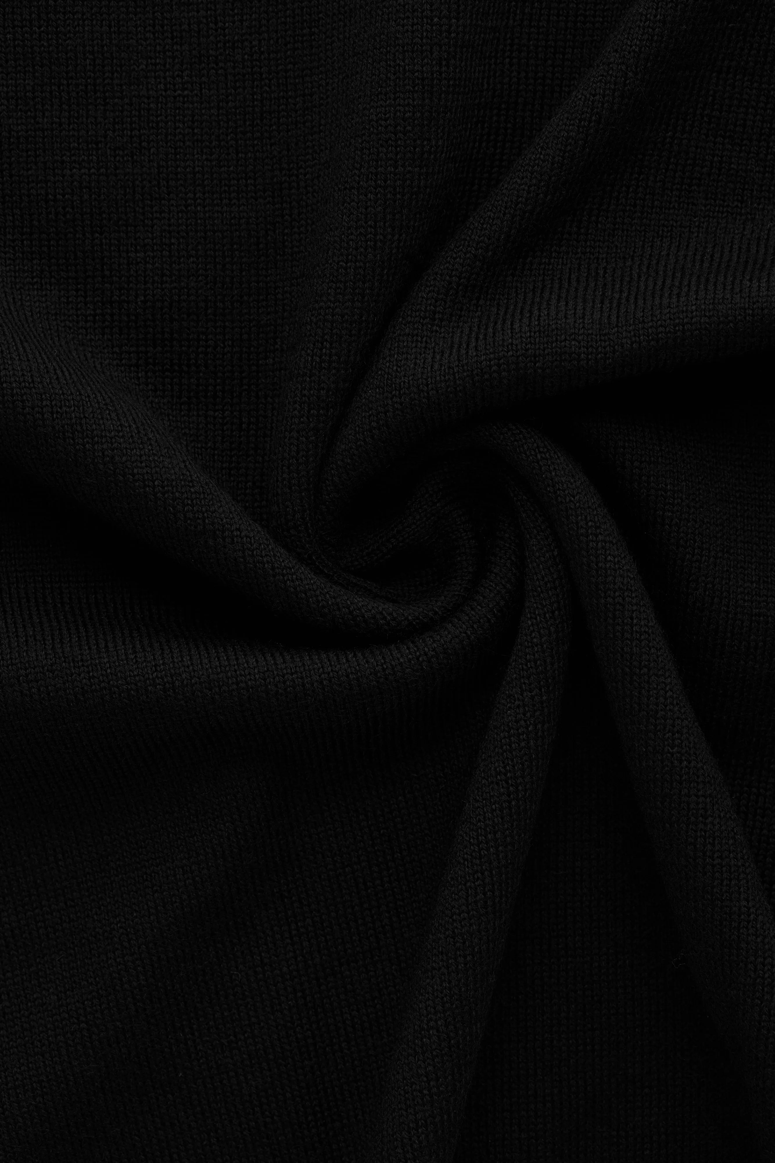Short Sleeve Wool Knitted Henley Black sold by Wolf vs Goat product image thumbnail 5
