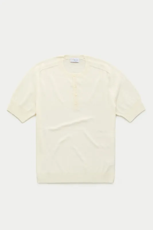 Short Sleeve Wool Knitted Henley Milky Way made by Wolf vs Goat