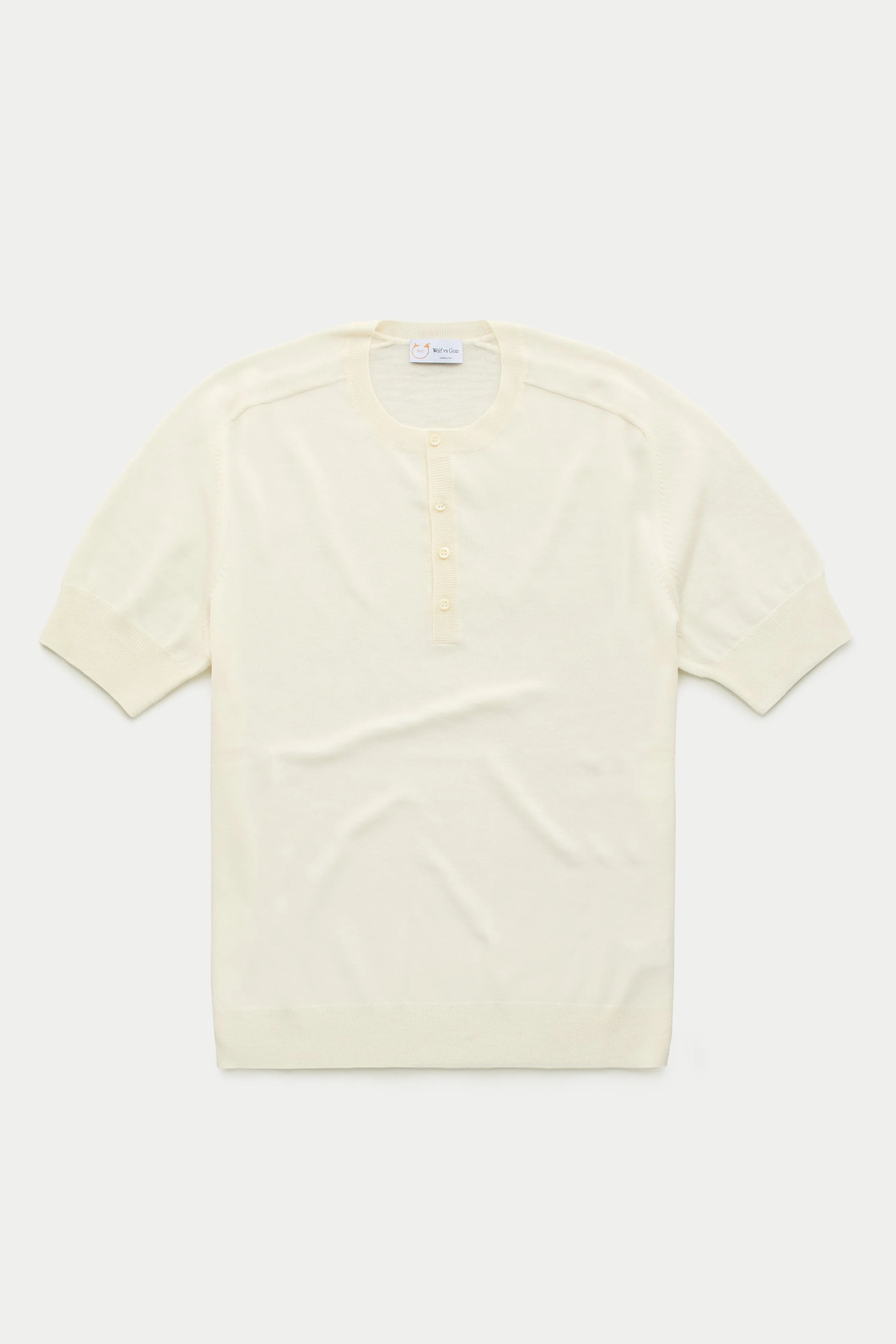 Short Sleeve Wool Knitted Henley Milky Way sold by Wolf vs Goat