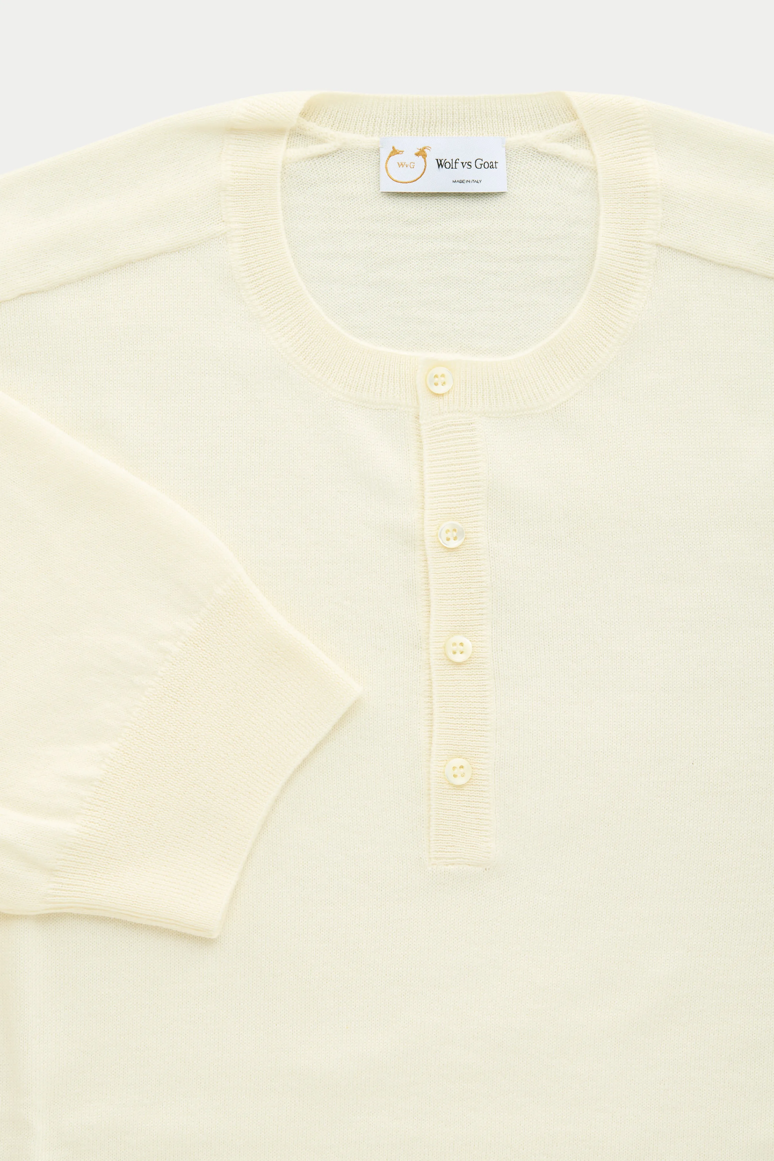Short Sleeve Wool Knitted Henley Milky Way sold by Wolf vs Goat product image thumbnail 3