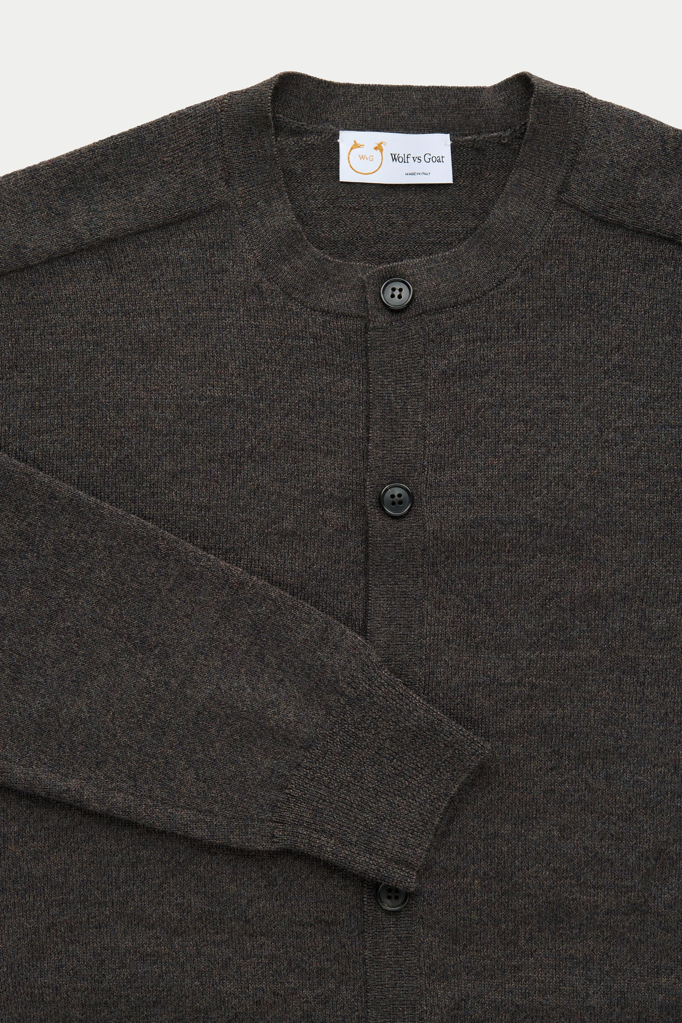 Long Sleeve Wool Knitted Cardigan Cenere sold by Wolf vs Goat product image thumbnail 3