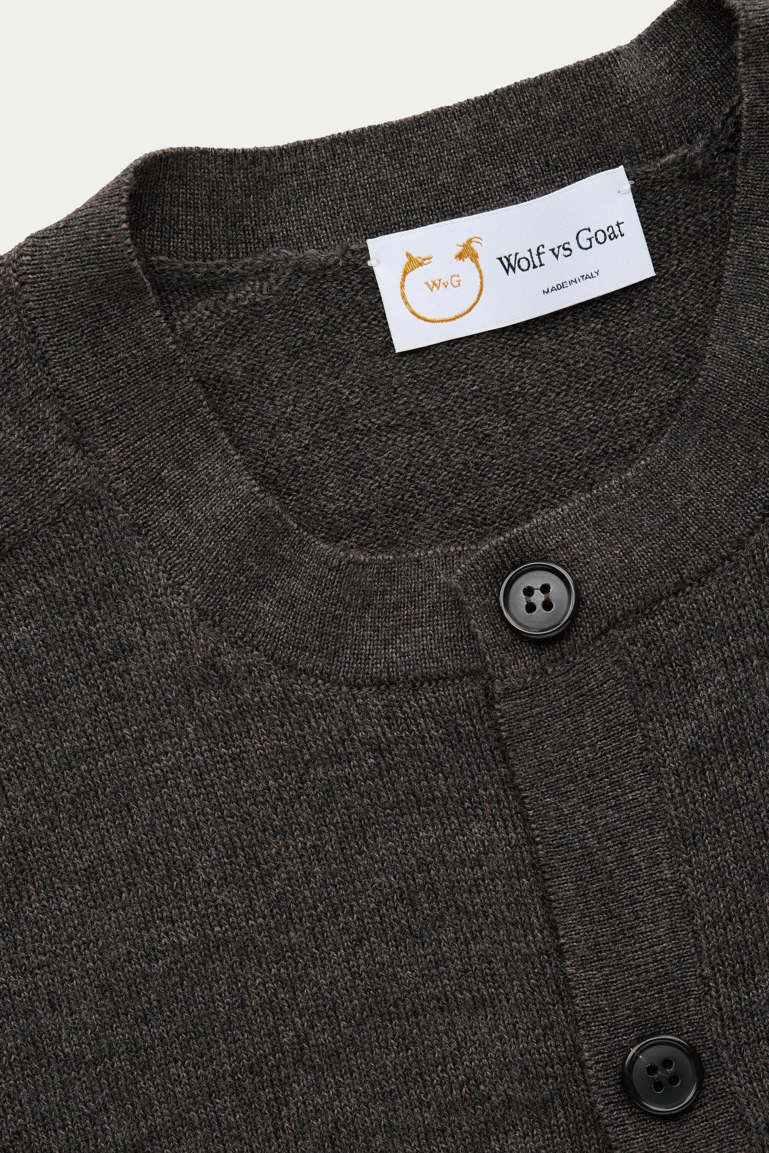 Long Sleeve Wool Knitted Cardigan Cenere sold by Wolf vs Goat product image thumbnail 4