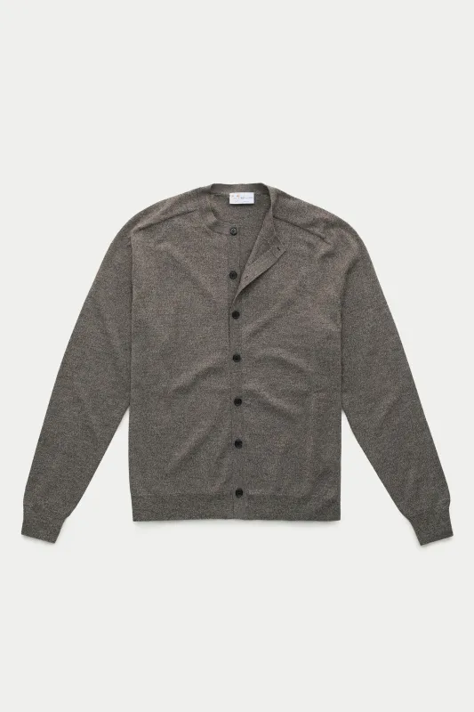 Long Sleeve Wool Knitted Cardigan Salt and Pepper made by Wolf vs Goat