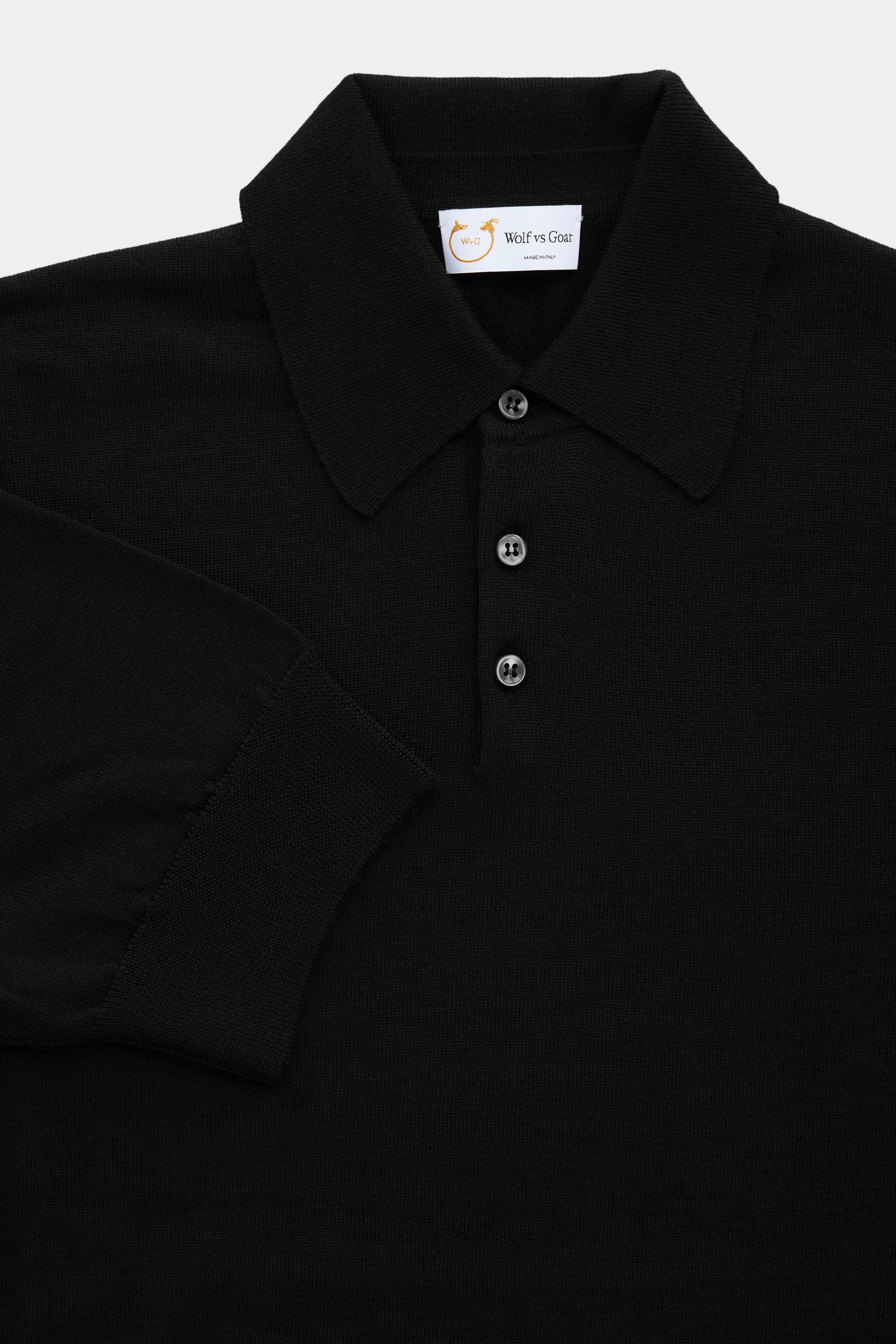 Wool Knitted Short Sleeve Polo Black sold by Wolf vs Goat product image thumbnail 3