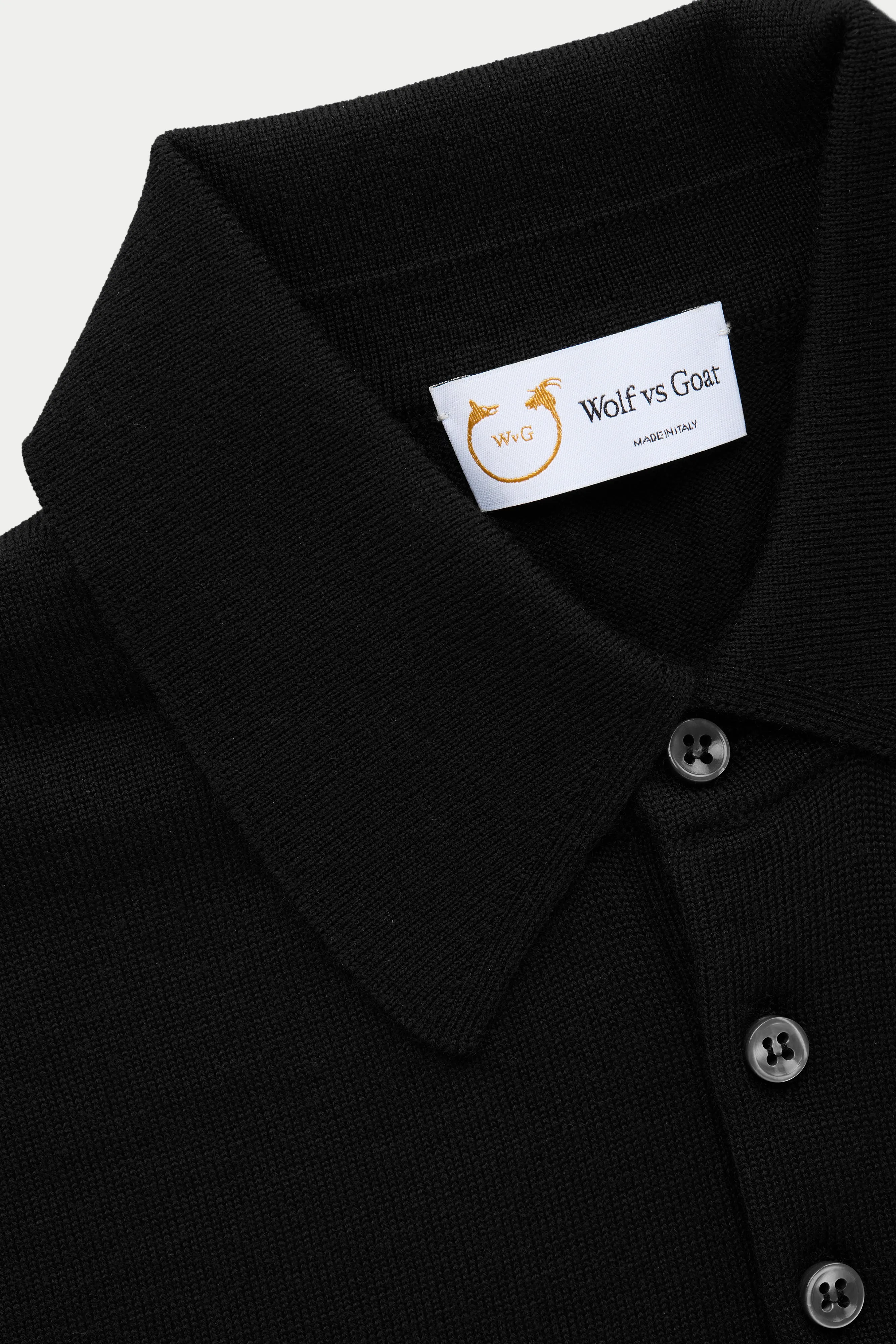 Wool Knitted Short Sleeve Polo Black sold by Wolf vs Goat product image thumbnail 4