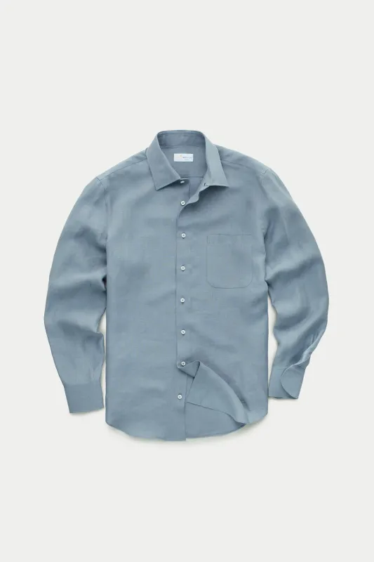 After-Dinner Linen Shirt Steel Blue made by Wolf vs Goat