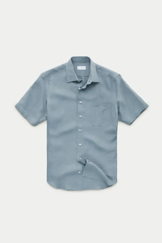 Ciro Linen Shirt Steel Blue made by Wolf vs Goat