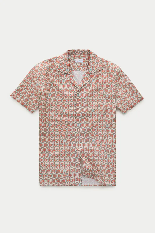 Bowling Cotton Shirt Terracotta Tile Print made by Wolf vs Goat