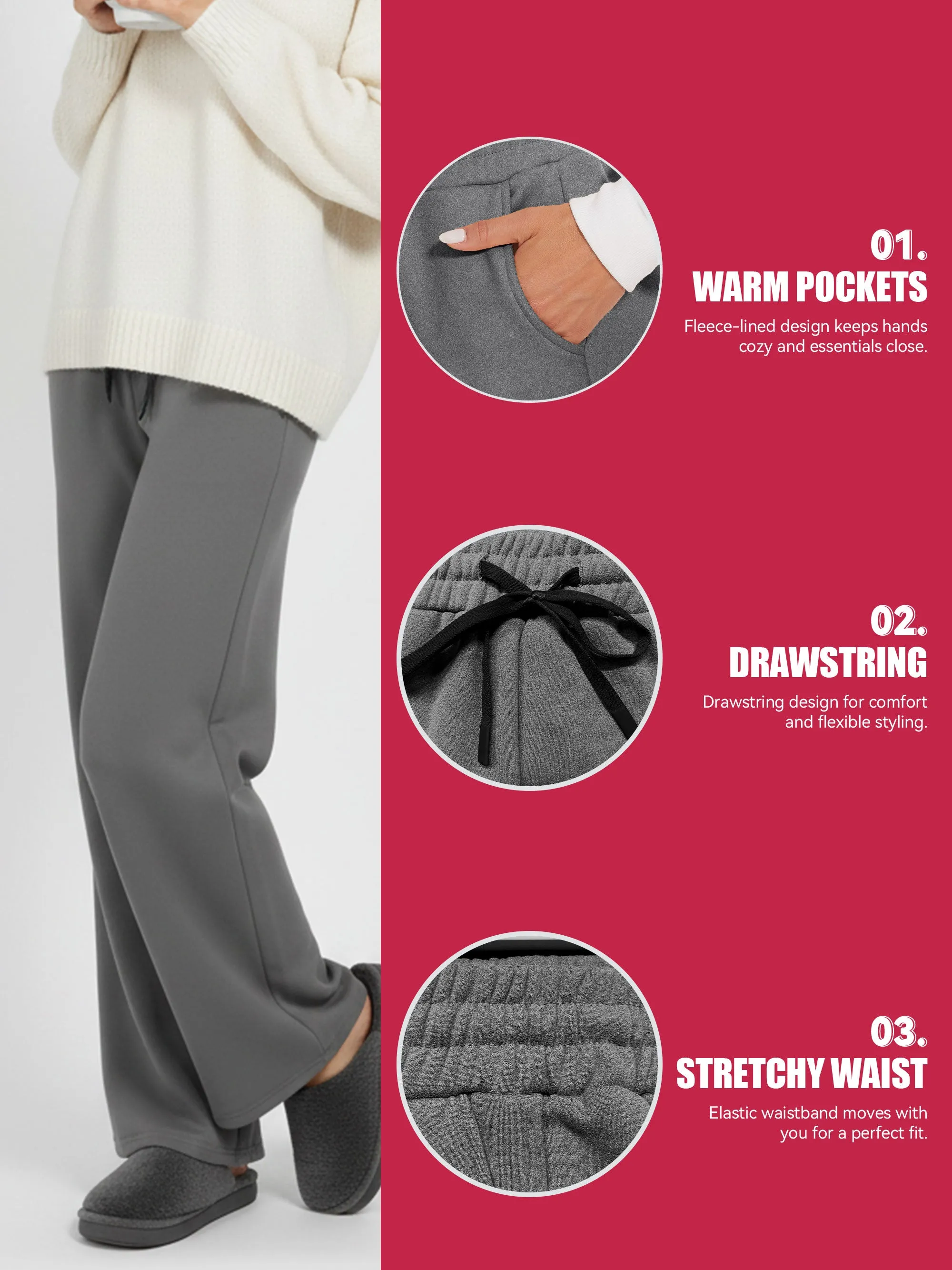 SHOWITTY Fleece-Lined Wide-Leg Sweatpants | Warm, Cozy & Effortlessly Chic sold by Showitty product image thumbnail 3