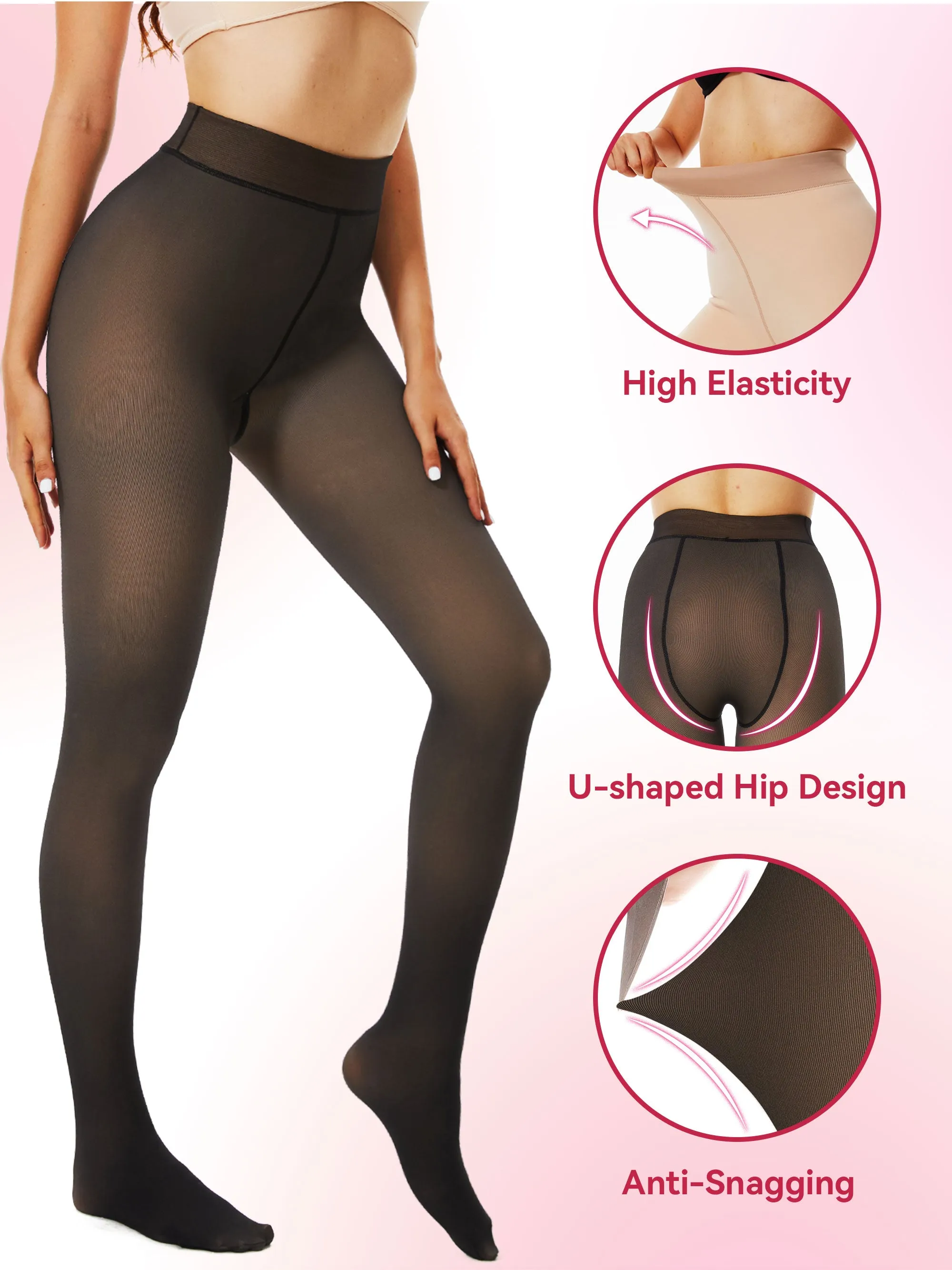 SHOWITTY 2-Pack Women’s Winter Fleece Lined Tights – High Waist Fake Translucent Thermal Pantyhose sold by Showitty product image thumbnail 3