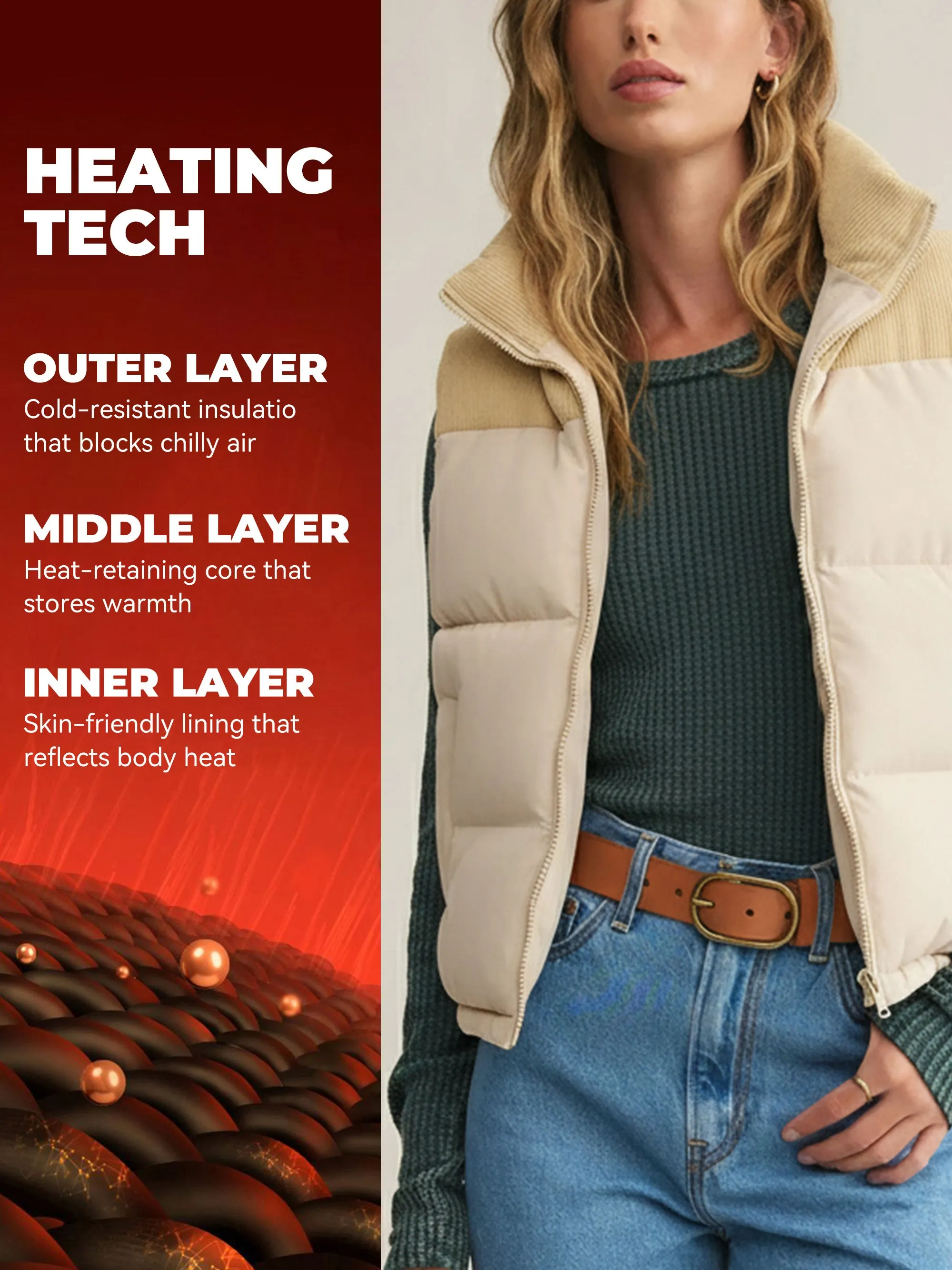 SHOWITTY Women’s Thickened Stand Collar Vest - C Warm Cotton-Padded Puffer Waistcoat for Fall & Winter, Windproof Casual Layering Outerwear sold by Showitty product image thumbnail 2