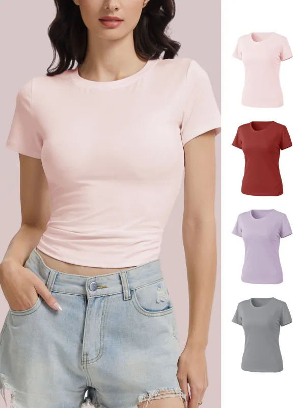 SHOWITTY Women's Casual Slim Fit Tee - C Short Sleeve Lightweight T-Shirt for Daily Comfort, Soft Cotton-Feel Fabric, Breathable & Stylish Crew Neck Top sold by Showitty