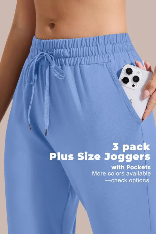 SHOWITTY Women’s 3-Pack Plus Size Jogger Pants – High-Waisted, Ultra-Soft Fabric with Deep Pockets for Daily Comfort & Movement sold by Showitty