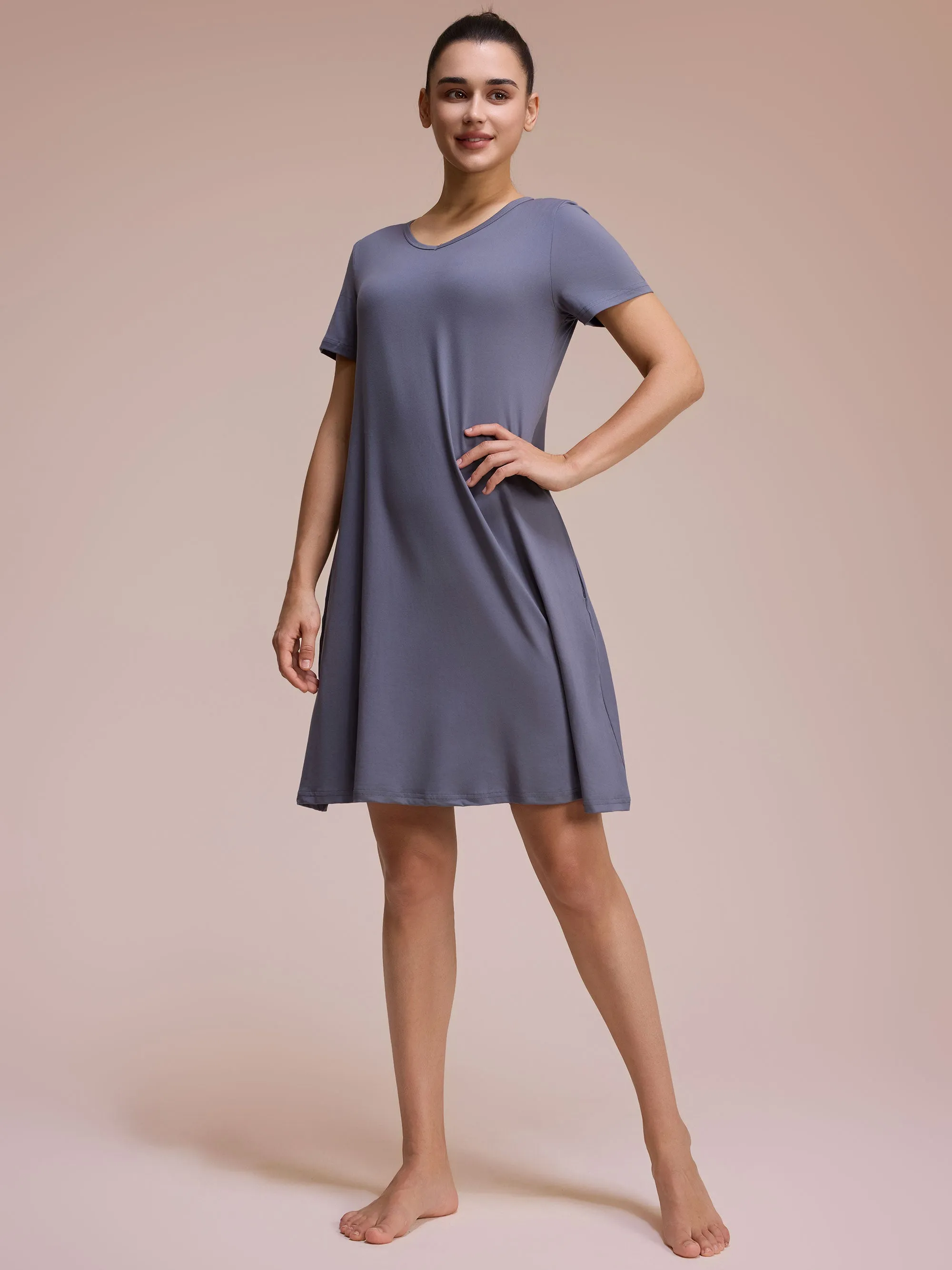 SHOWITTY 2-Pack Women’s Casual T-Shirt Dresses with Pockets – Relaxed Swing Fit, Short Sleeve, Lightweight Summer Essentials (S–3XL) sold by Showitty product image thumbnail 2