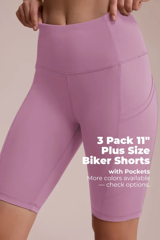 SHOWITTY 3-Pack 11" High Waist Plus Size Biker Shorts for Women – With Pockets sold by Showitty