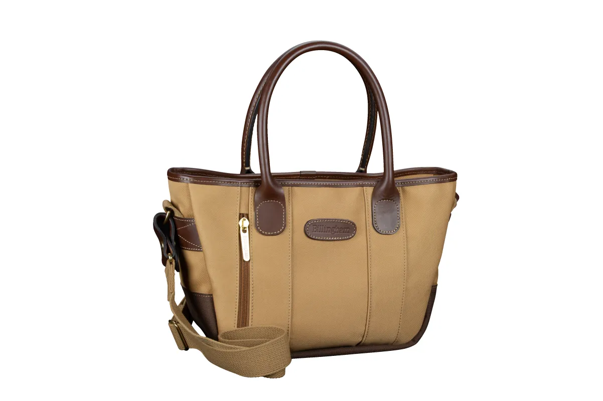 Key Grip Handbag - Khaki Canvas/Chocolate Leather made by Billingham