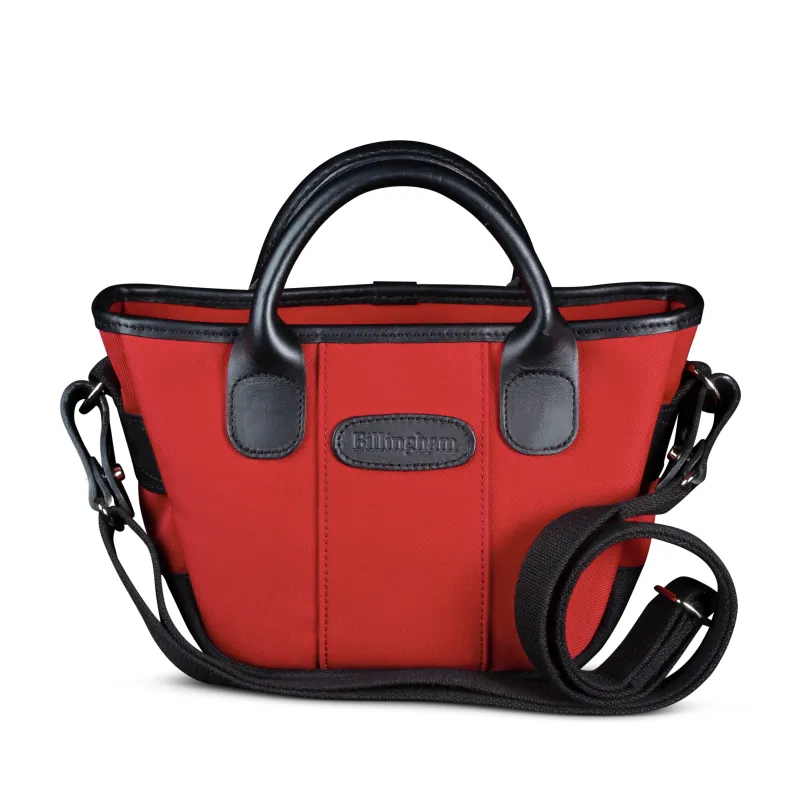 Dolly Grip Handbag - Burgundy Canvas/Black Leather made by Billingham