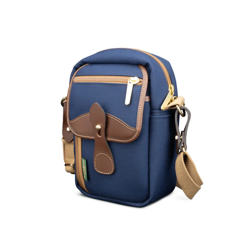 Airline Stowaway - Navy FibreNyte / Chocolate Leather made by Billingham