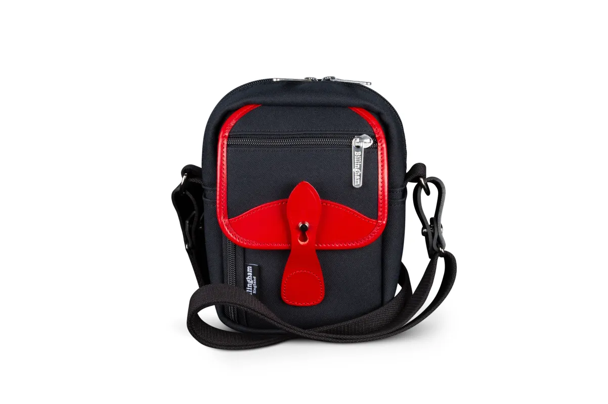 Compact Stowaway - Black FibreNyte / Red Leather made by Billingham